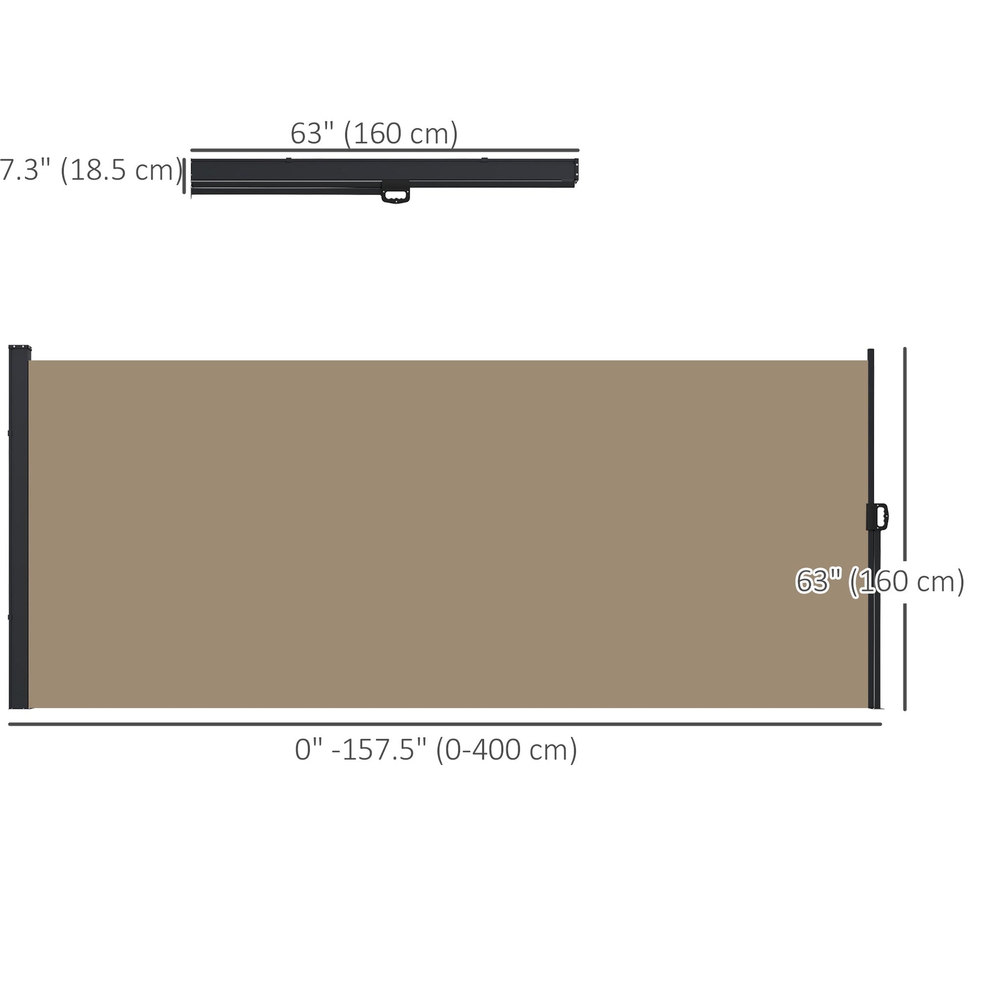 13' x 5' Retractable Side Awning, Garden Privacy Screen Divider, Full Cassette Windbreaker for Hot Tub, Balcony, Terrace, Pool, Khaki