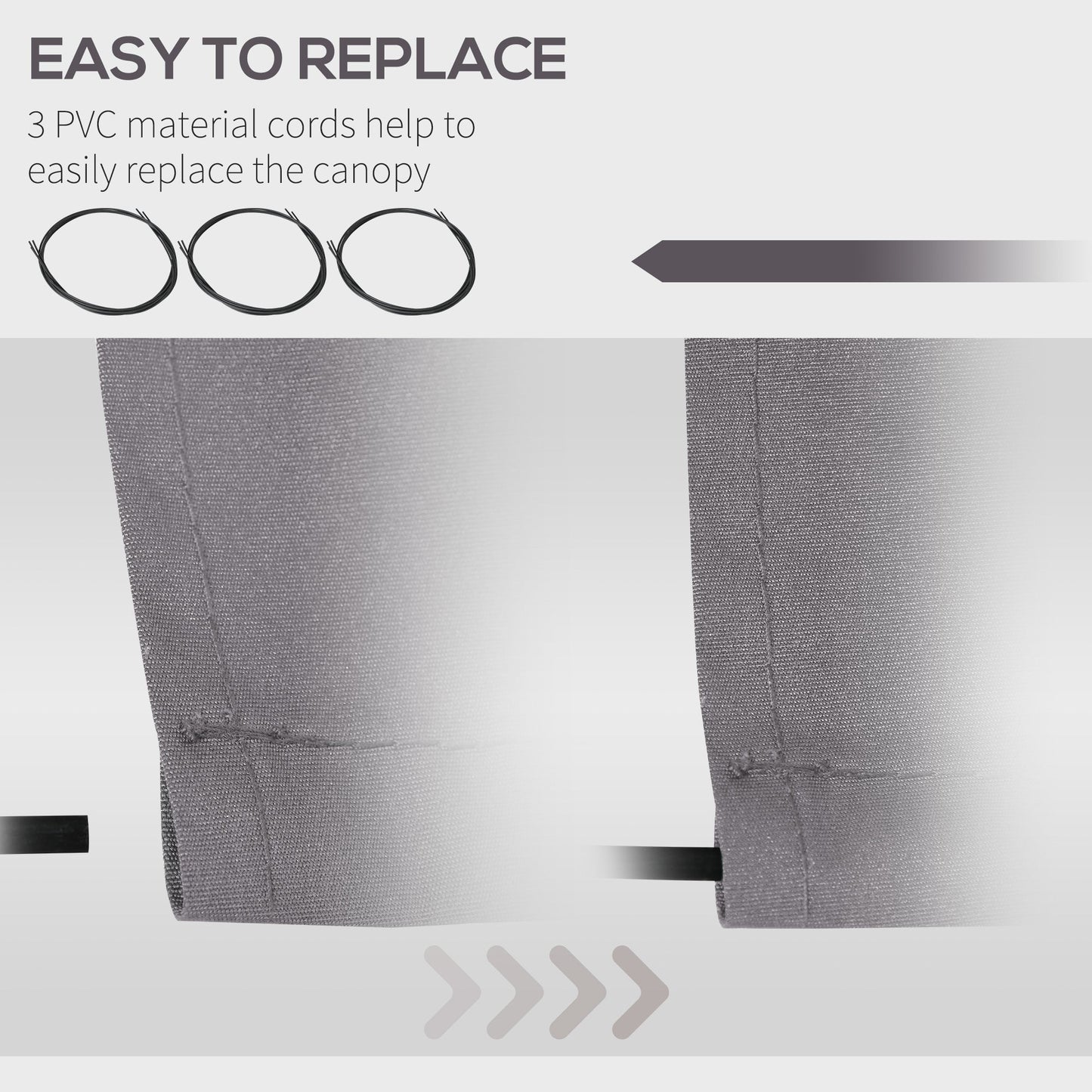 11' x 10' Retractable Awning Fabric Replacement Outdoor Sunshade Canopy Awning Cover, UV Protection, Light Grey