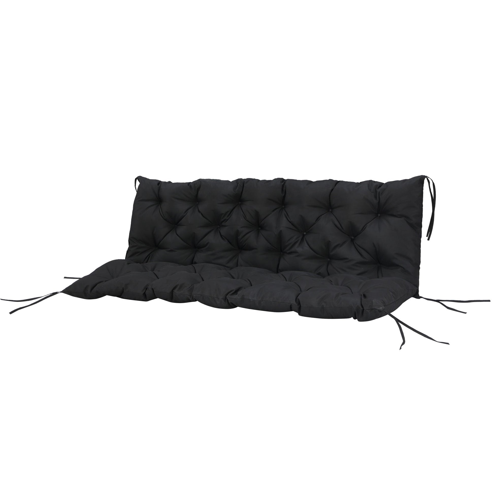 Porch Swing Cushion Garden Bench Cushion with Backrest, Non-Slip 3-Seater Thick Pad, Swing Chair Mat Replacement for Indoor and Outdoor, 59.1" x 38.6", Black