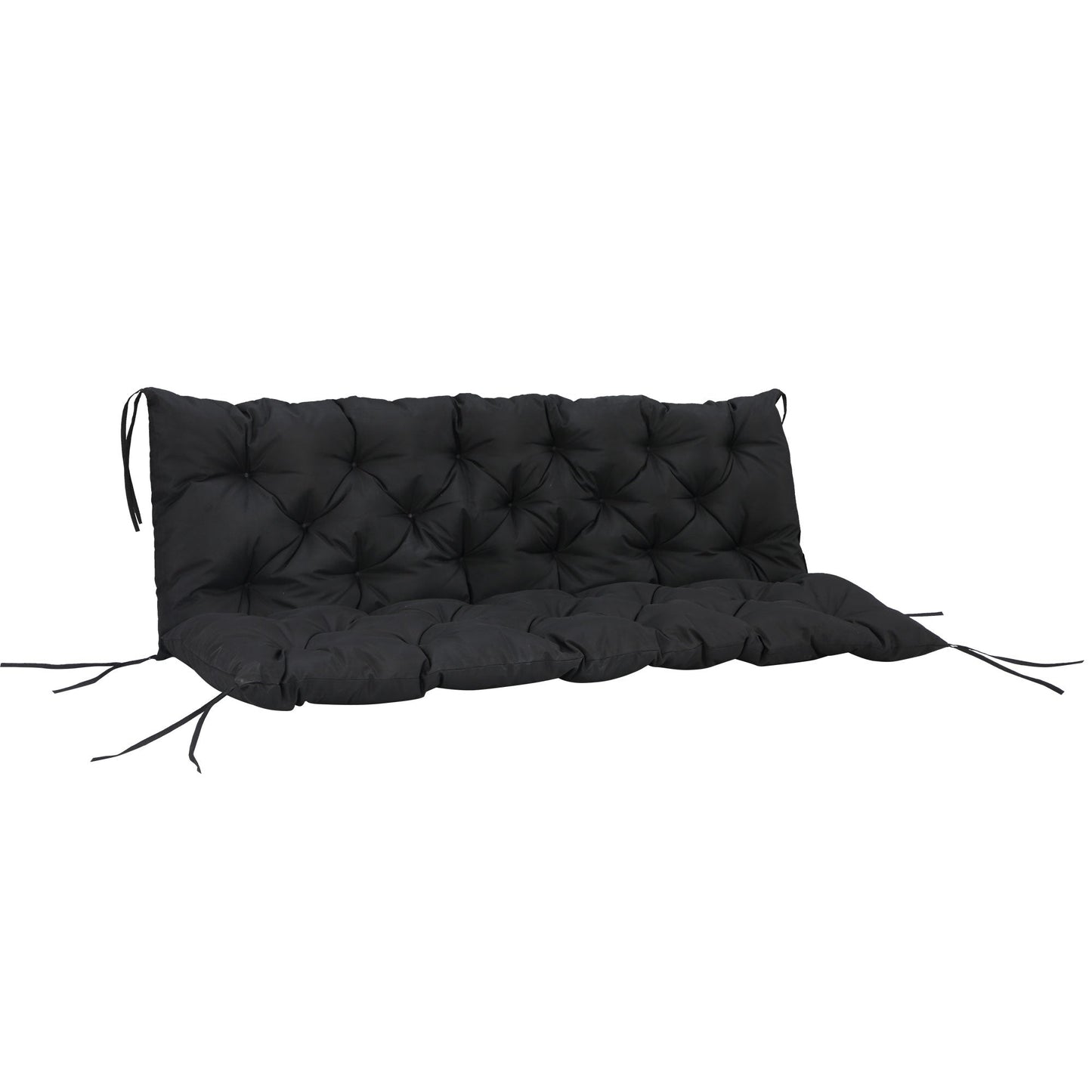 Porch Swing Cushion Garden Bench Cushion with Backrest, Non-Slip 3-Seater Thick Pad, Swing Chair Mat Replacement for Indoor and Outdoor, 59.1" x 38.6", Black