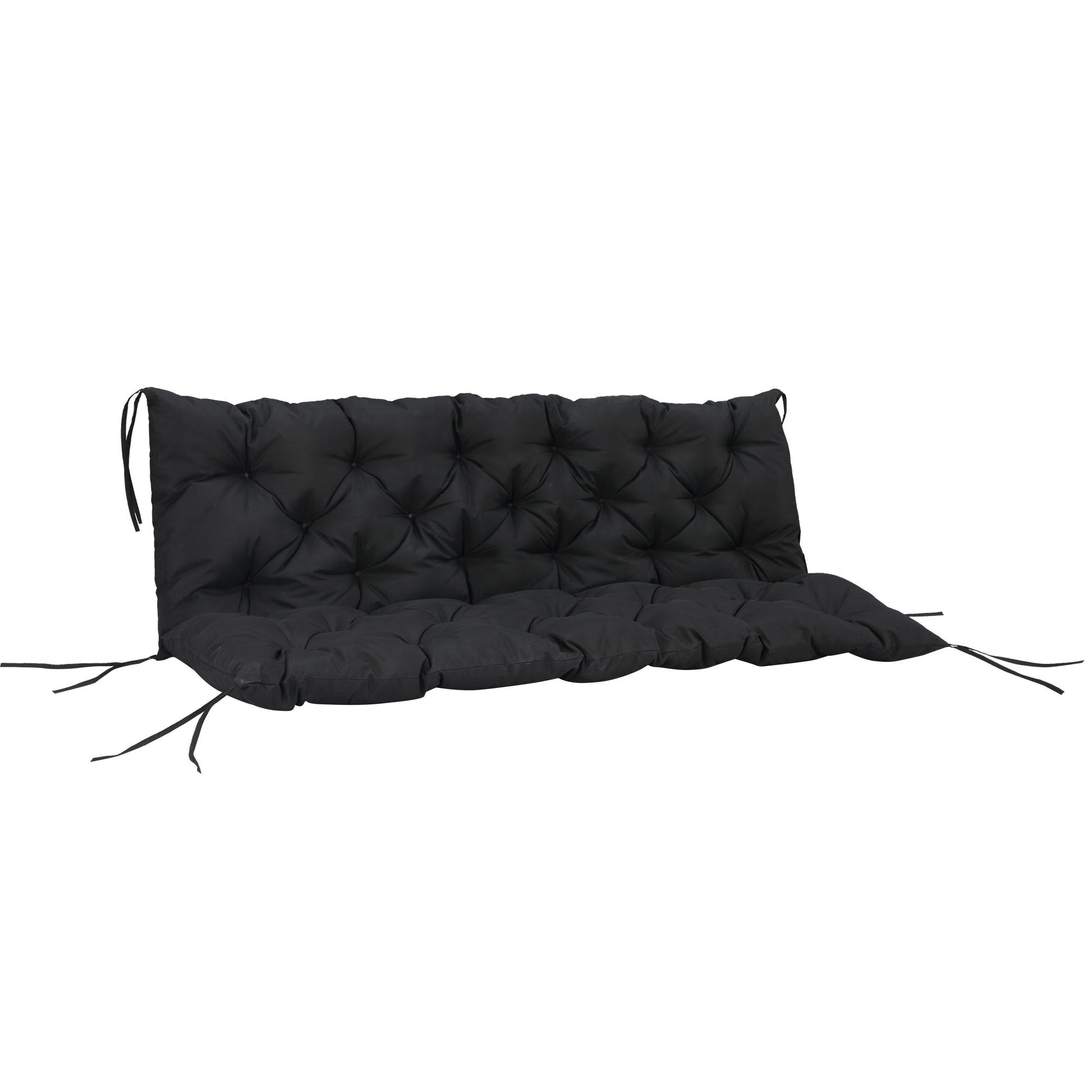 Porch Swing Cushion Garden Bench Cushion with Backrest, Non-Slip 3-Seater Thick Pad, Swing Chair Mat Replacement for Indoor and Outdoor, 59.1" x 38.6", Black