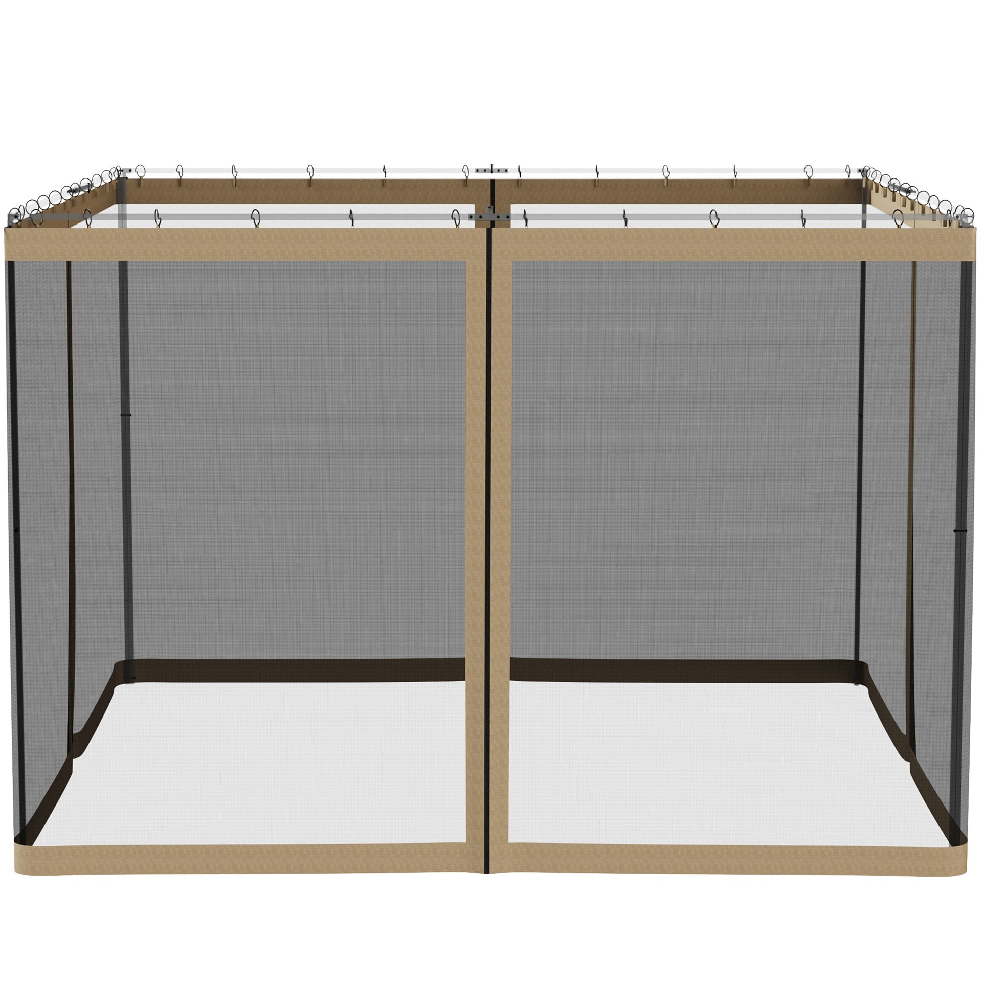 Replacement Mosquito Netting for Gazebo 10' x 10' Black Screen Walls for Canopy with Zippers for Parties and Outdoor Activities, Khaki