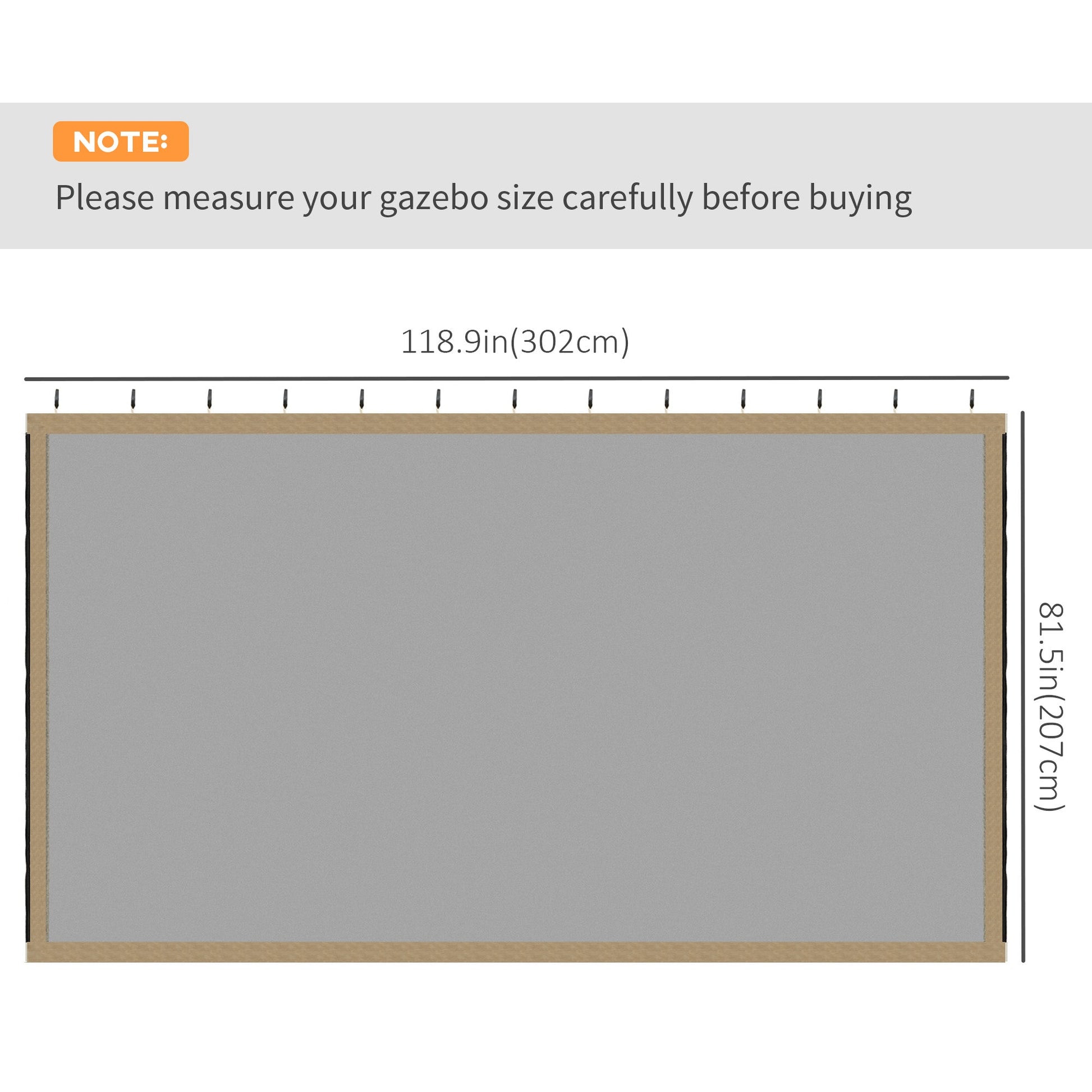 Replacement Mosquito Netting for Gazebo 10' x 10' Black Screen Walls for Canopy with Zippers for Parties and Outdoor Activities, Khaki
