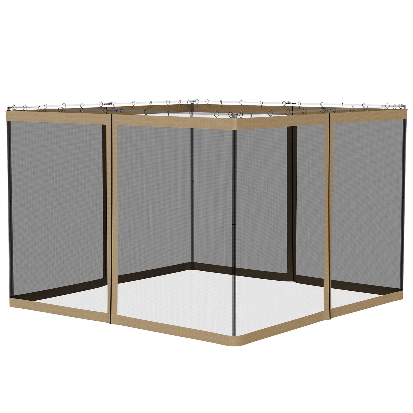 Replacement Mosquito Netting for Gazebo 10' x 10' Black Screen Walls for Canopy with Zippers for Parties and Outdoor Activities, Khaki