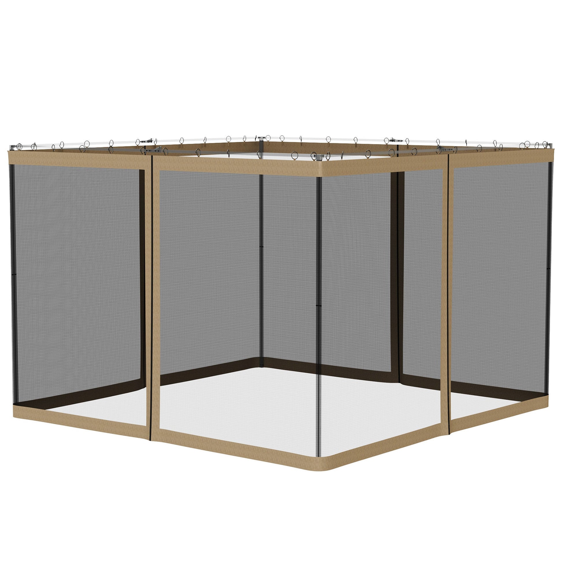 Replacement Mosquito Netting for Gazebo 10' x 10' Black Screen Walls for Canopy with Zippers for Parties and Outdoor Activities, Khaki
