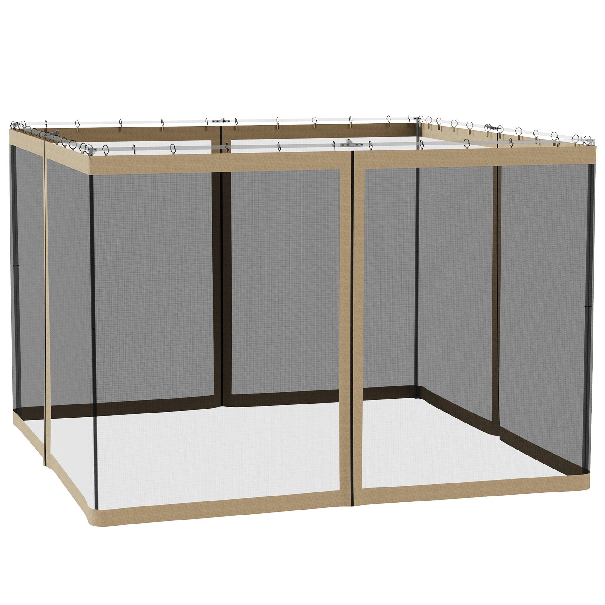 Replacement Mosquito Netting for Gazebo 10' x 10' Black Screen Walls for Canopy with Zippers for Parties and Outdoor Activities, Khaki