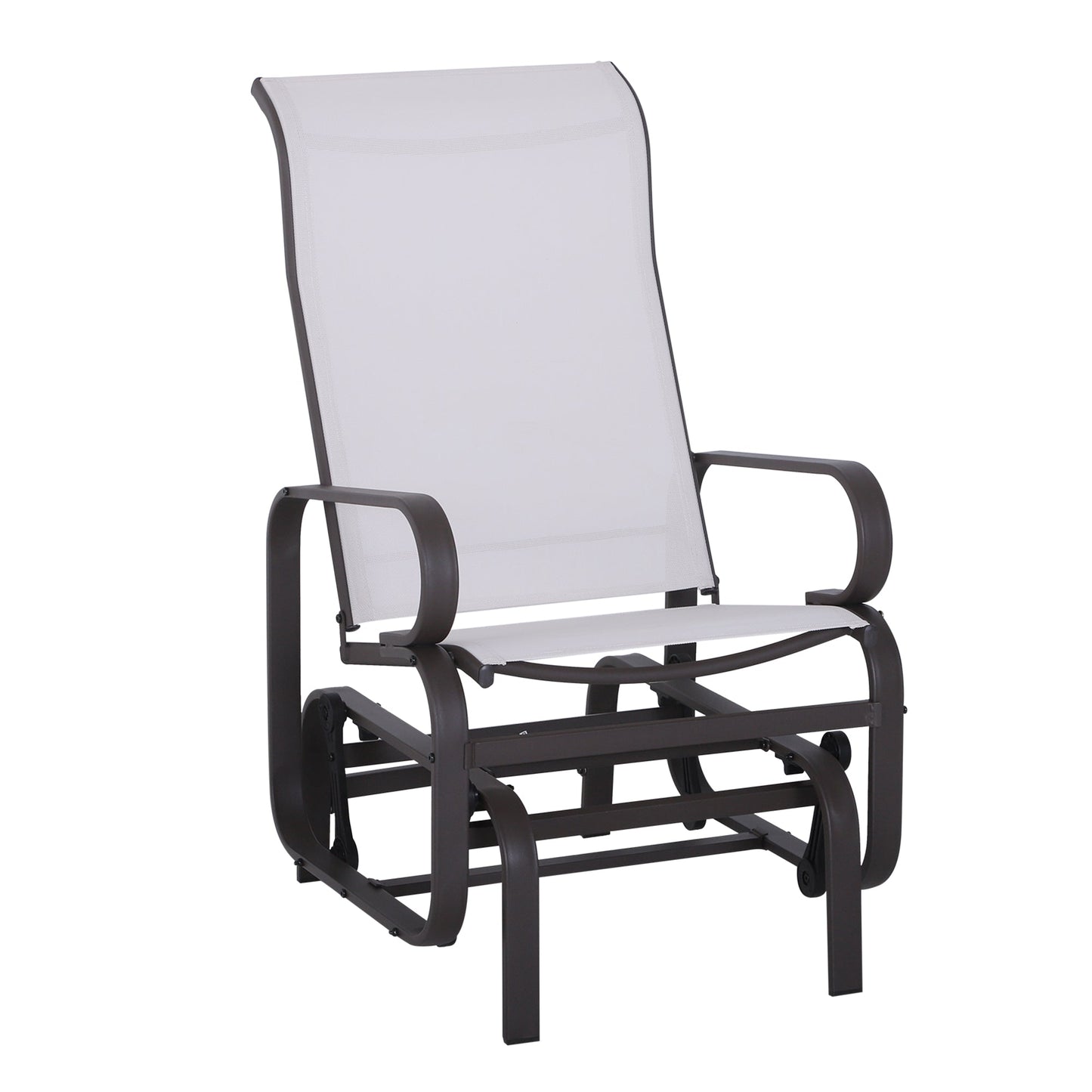 Patio Glider with Breathable Mesh Fabric, Outdoor Glider Chair, Garden Rocking Gliding Seat for Patio, Yard, Porch, Beige