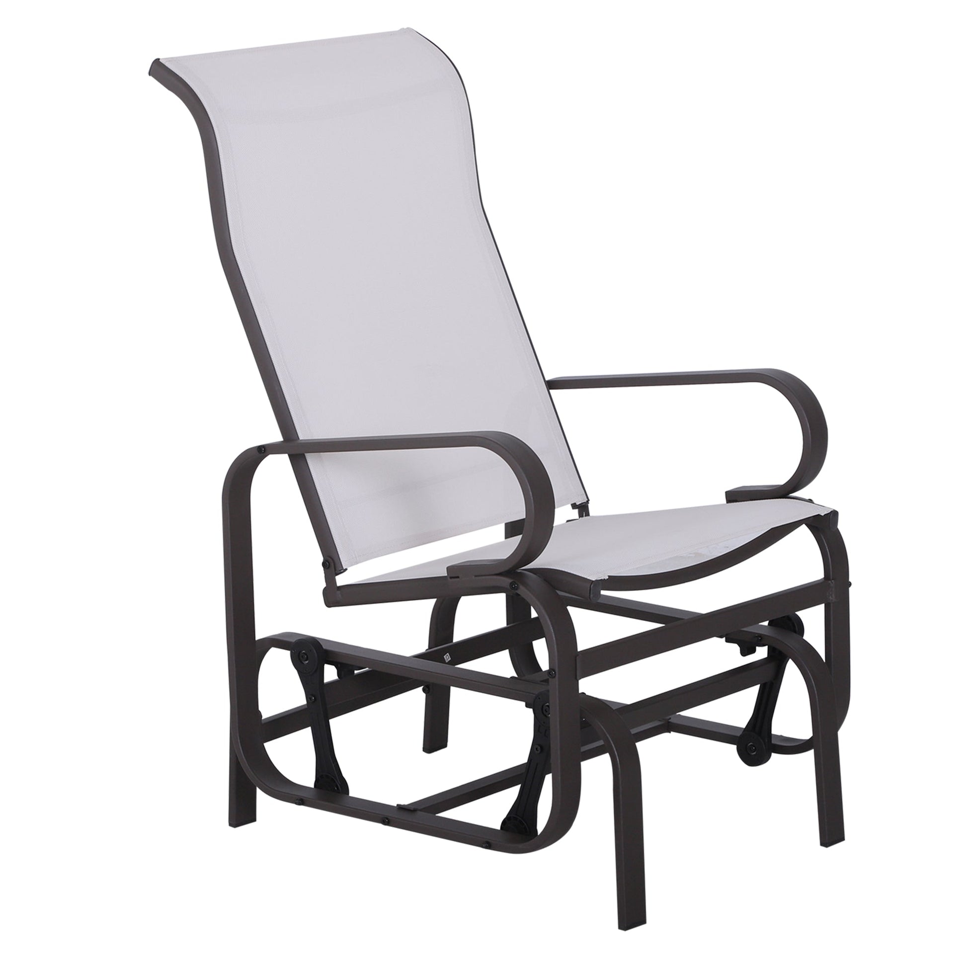 Patio Glider with Breathable Mesh Fabric, Outdoor Glider Chair, Garden Rocking Gliding Seat for Patio, Yard, Porch, Beige
