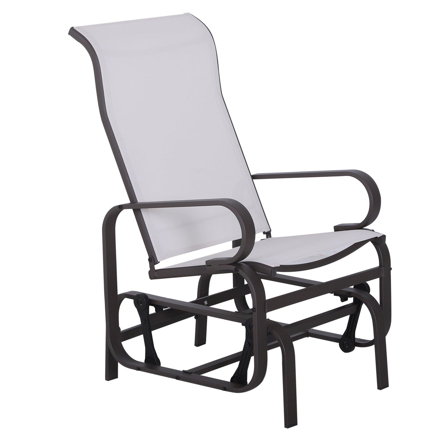 Patio Glider with Breathable Mesh Fabric, Outdoor Glider Chair, Garden Rocking Gliding Seat for Patio, Yard, Porch, Beige