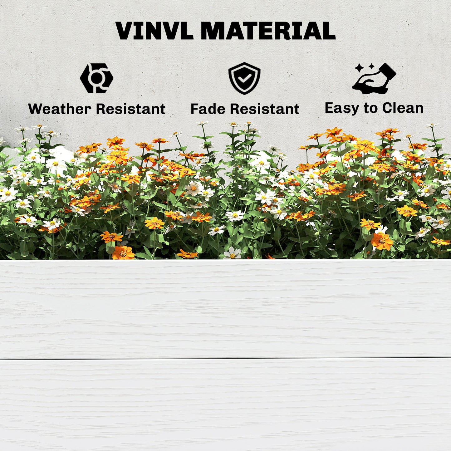 Vinyl Raised Garden Bed Kit, 6.5 x 3 x 1ft Elevated Garden Box with Divider, Open Bottom, Screwless Outdoor Planter Box for Flowers Herbs, DIY Assembly, White