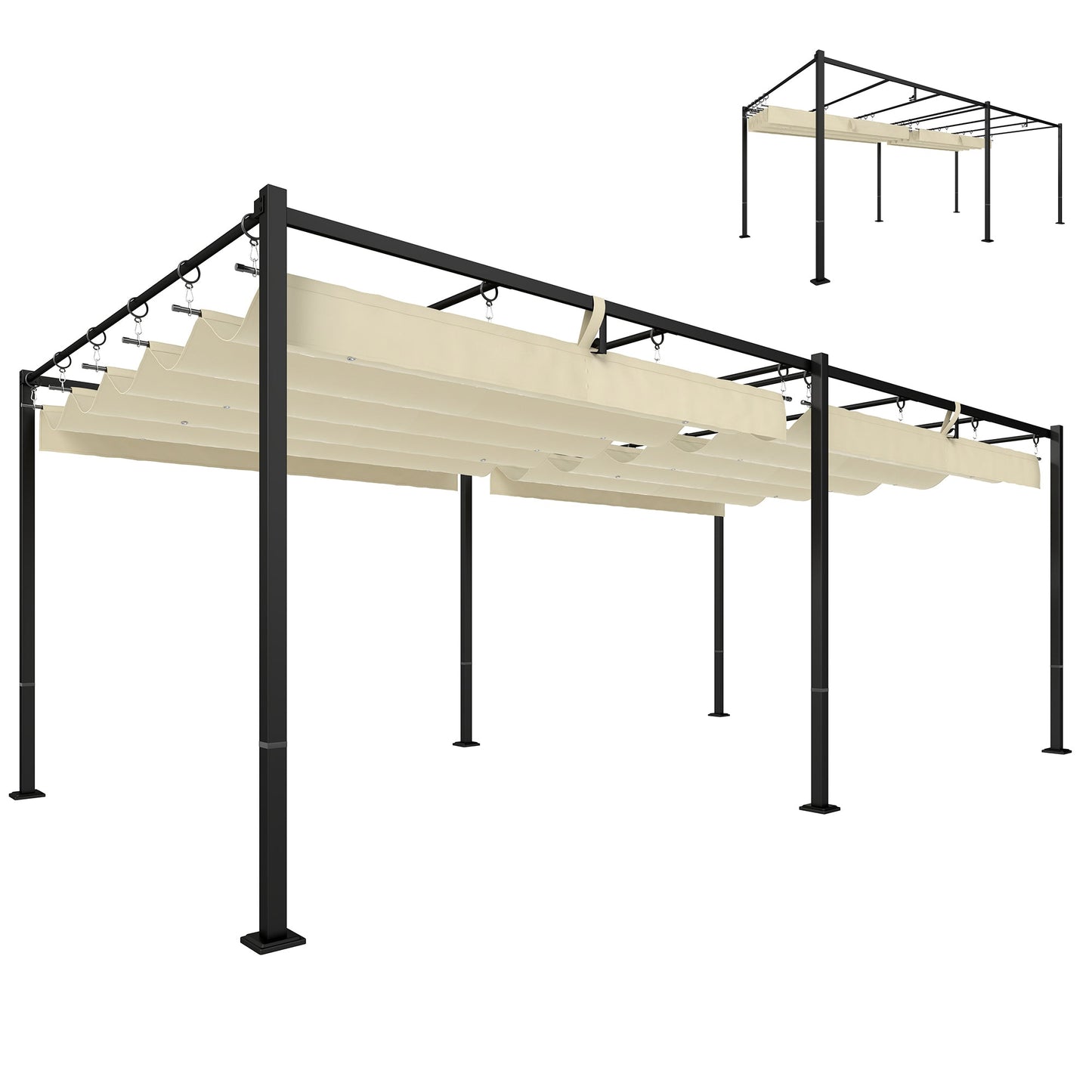 19' x 10' Pergola with Retractable Canopy, Patio Pergola with Sun Shade Shelter, UV50+ and Water-Repellent for Patio, Garden, Cream White