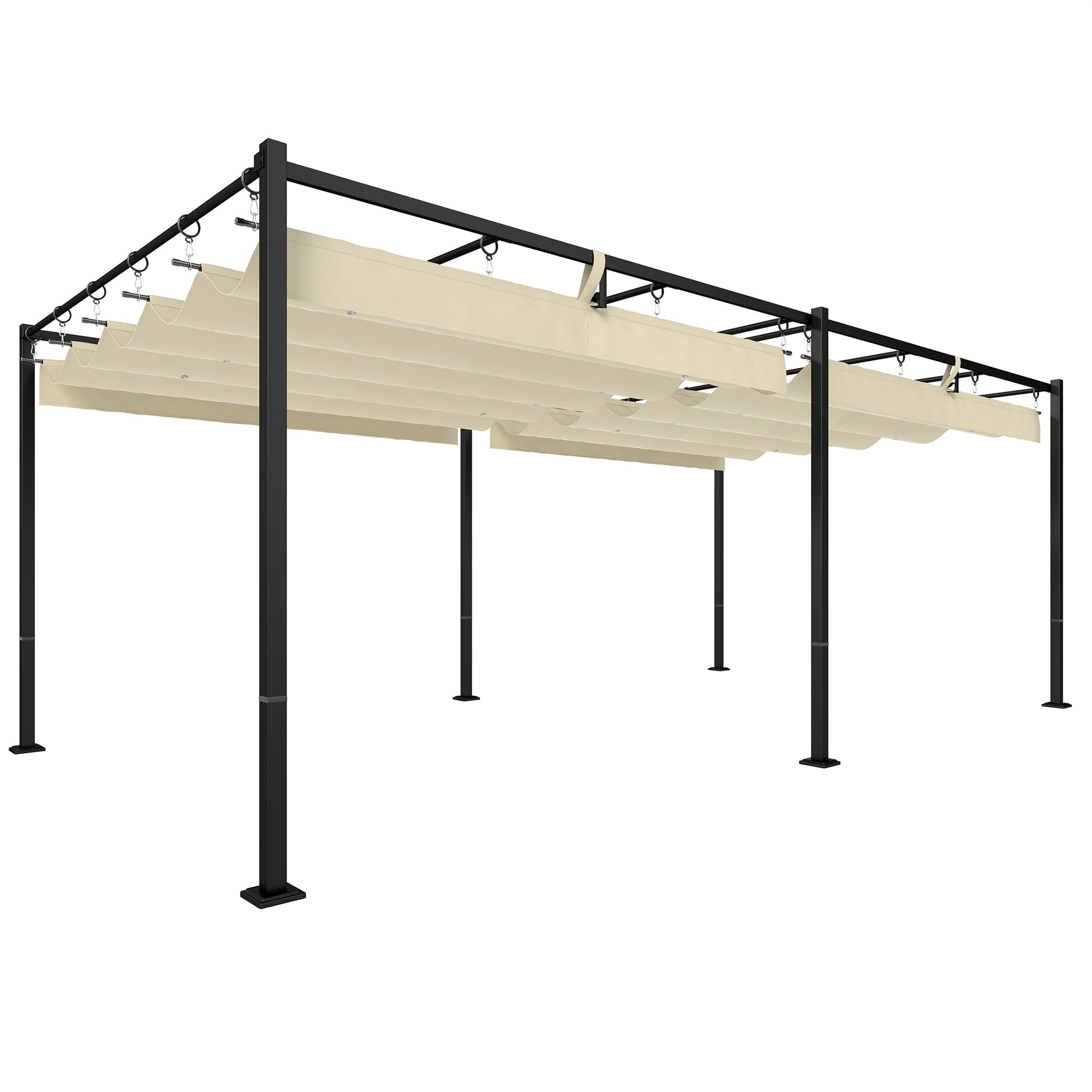 19' x 10' Pergola with Retractable Canopy, Patio Pergola with Sun Shade Shelter, UV50+ and Water-Repellent for Patio, Garden, Cream White