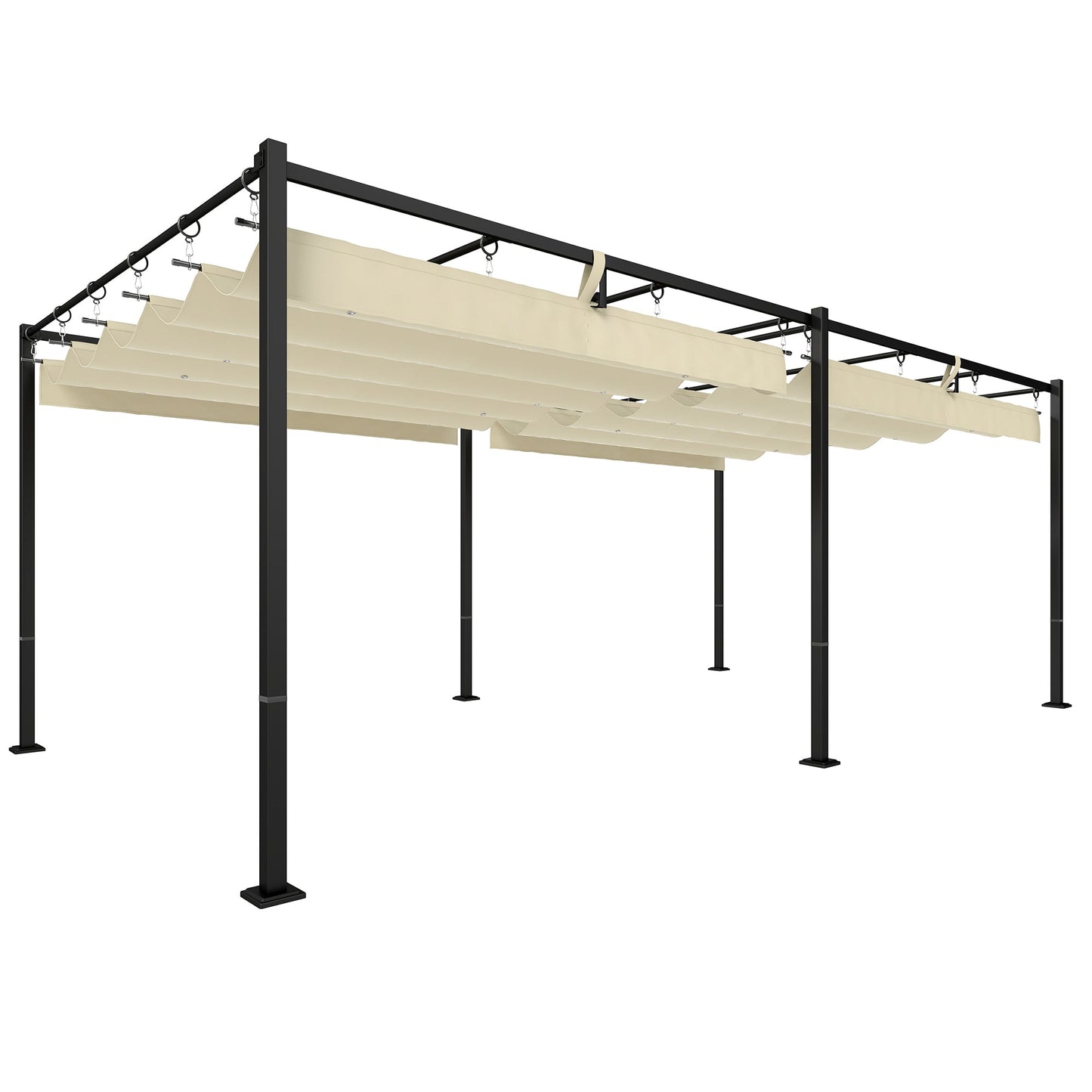 19' x 10' Pergola with Retractable Canopy, Patio Pergola with Sun Shade Shelter, UV50+ and Water-Repellent for Patio, Garden, Cream White