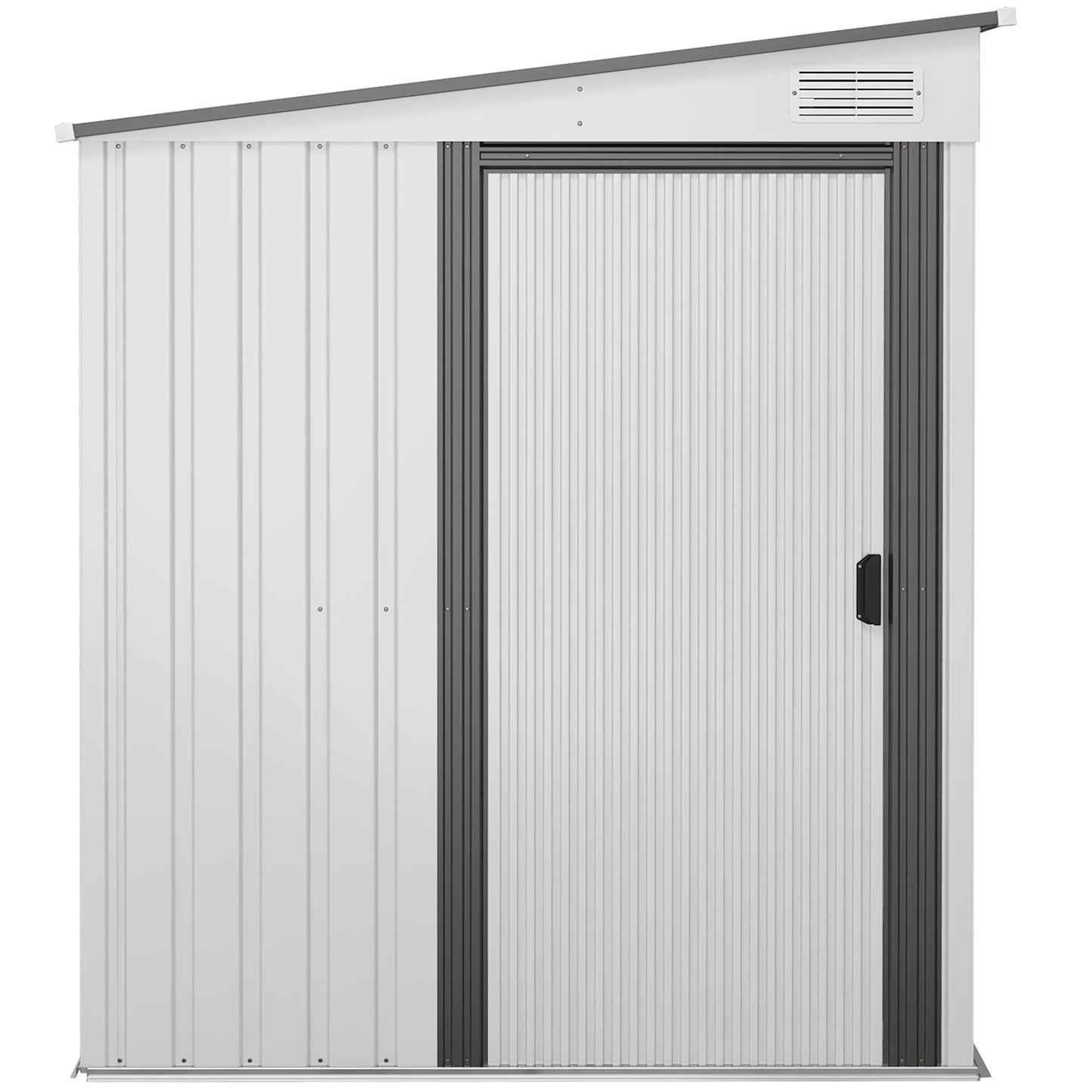 5 x 7FT Lean to Outdoor Storage Shed with Foundation Kit, Metal Garden Shed with Adjustable Shelves, Sliding Door, Vents, Hooks for Backyard, Patio, Lawn, White