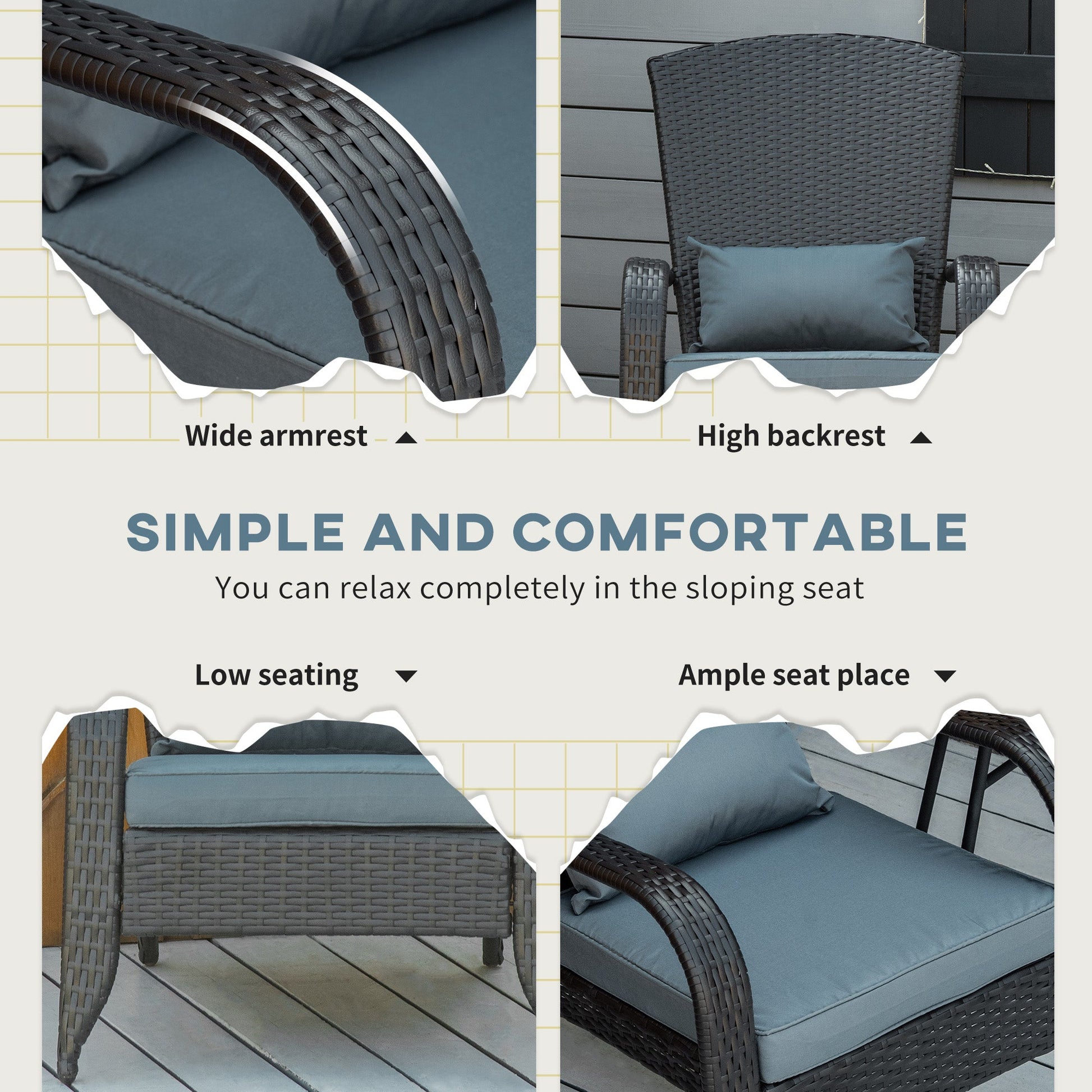 Patio Wicker Adirondack Chair, PE Rattan Outdoor Muskoka Chair, Fire Pit Chair with Cushions for Patio, Garden, Backyard, Poolside, Balcony, Deck, Light Grey
