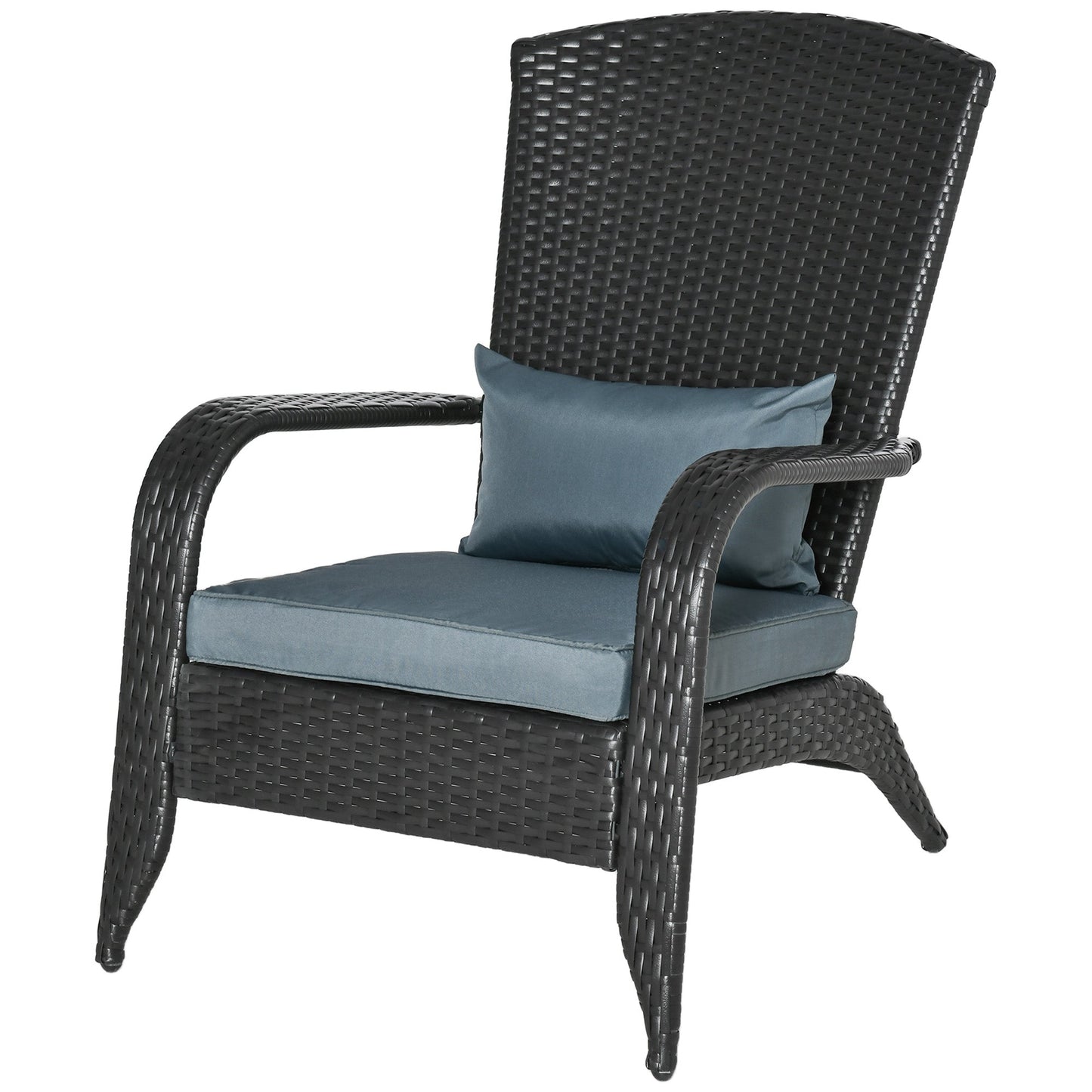 Patio Wicker Adirondack Chair, PE Rattan Outdoor Muskoka Chair, Fire Pit Chair with Cushions for Patio, Garden, Backyard, Poolside, Balcony, Deck, Light Grey