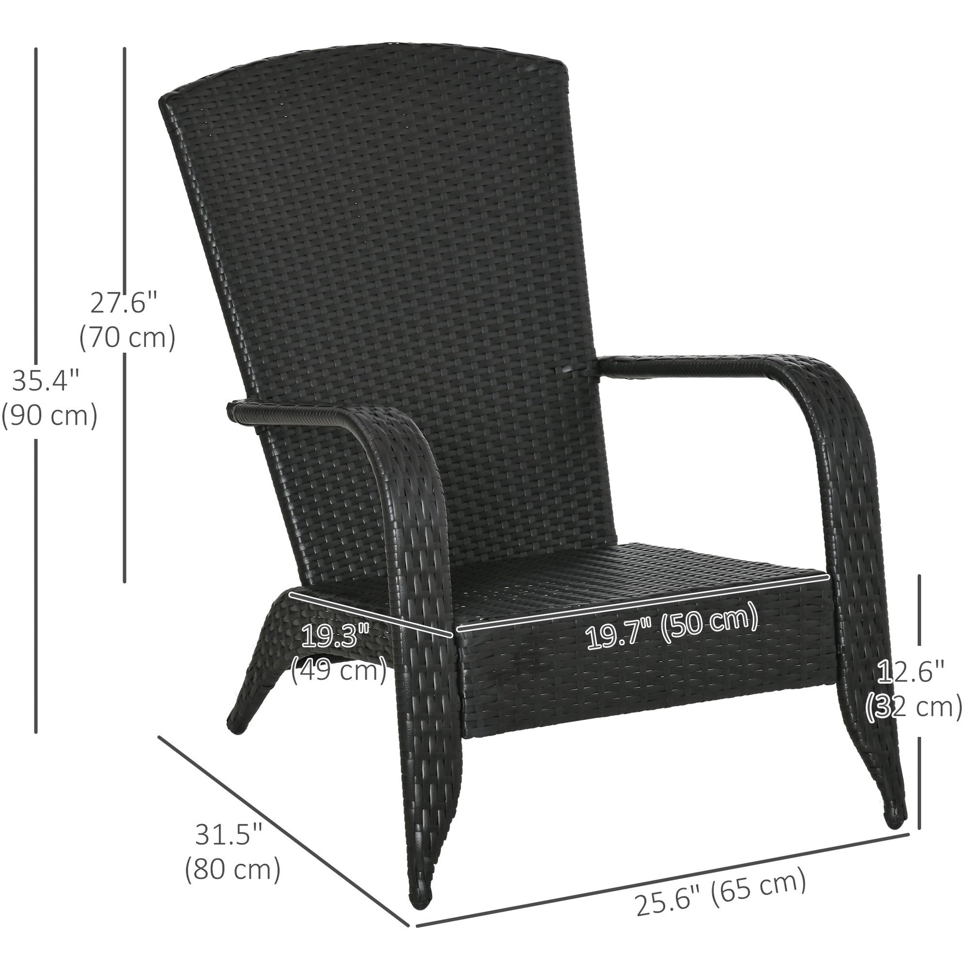 Patio Wicker Adirondack Chair, PE Rattan Outdoor Muskoka Chair, Fire Pit Chair with Cushions for Patio, Garden, Backyard, Poolside, Balcony, Deck, Light Grey
