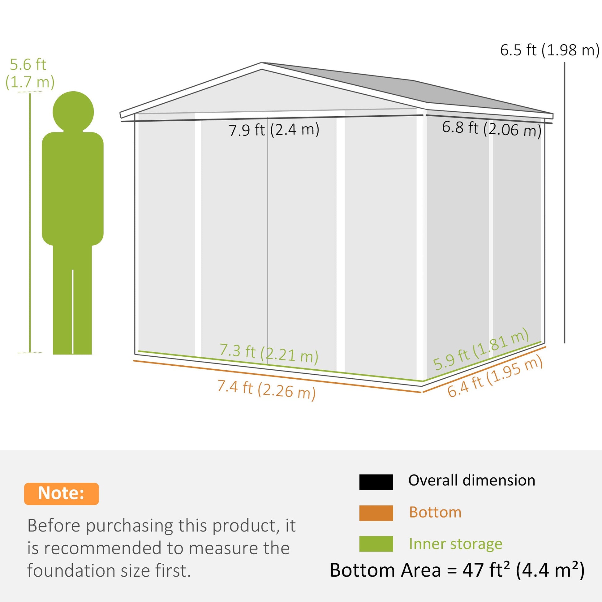 8' x 7' Outdoor Storage Shed, Easy to Assemble, Upgraded Galvanized Metal Garden Shed with Lockable Doors, Floor Frame and Gloves for Backyard, Lawn, Patio, Light Grey