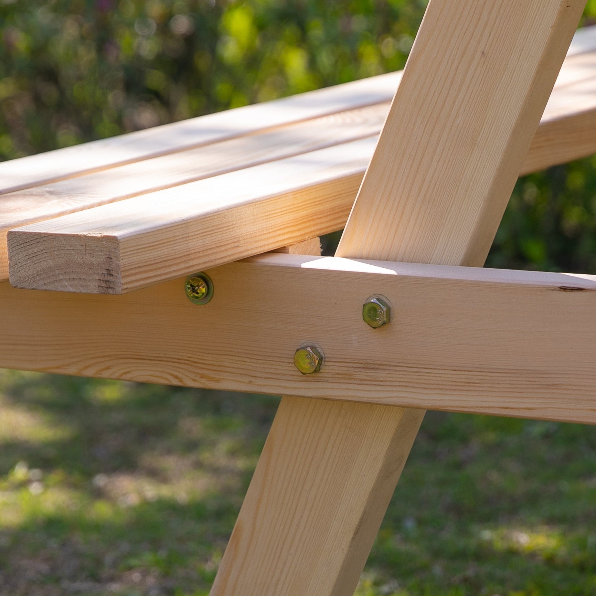 Picnic Table Set, Wood Camping Table and Bench Set with Umbrella Hole for Outdoor, Garden, Patio, Backyard, Natural