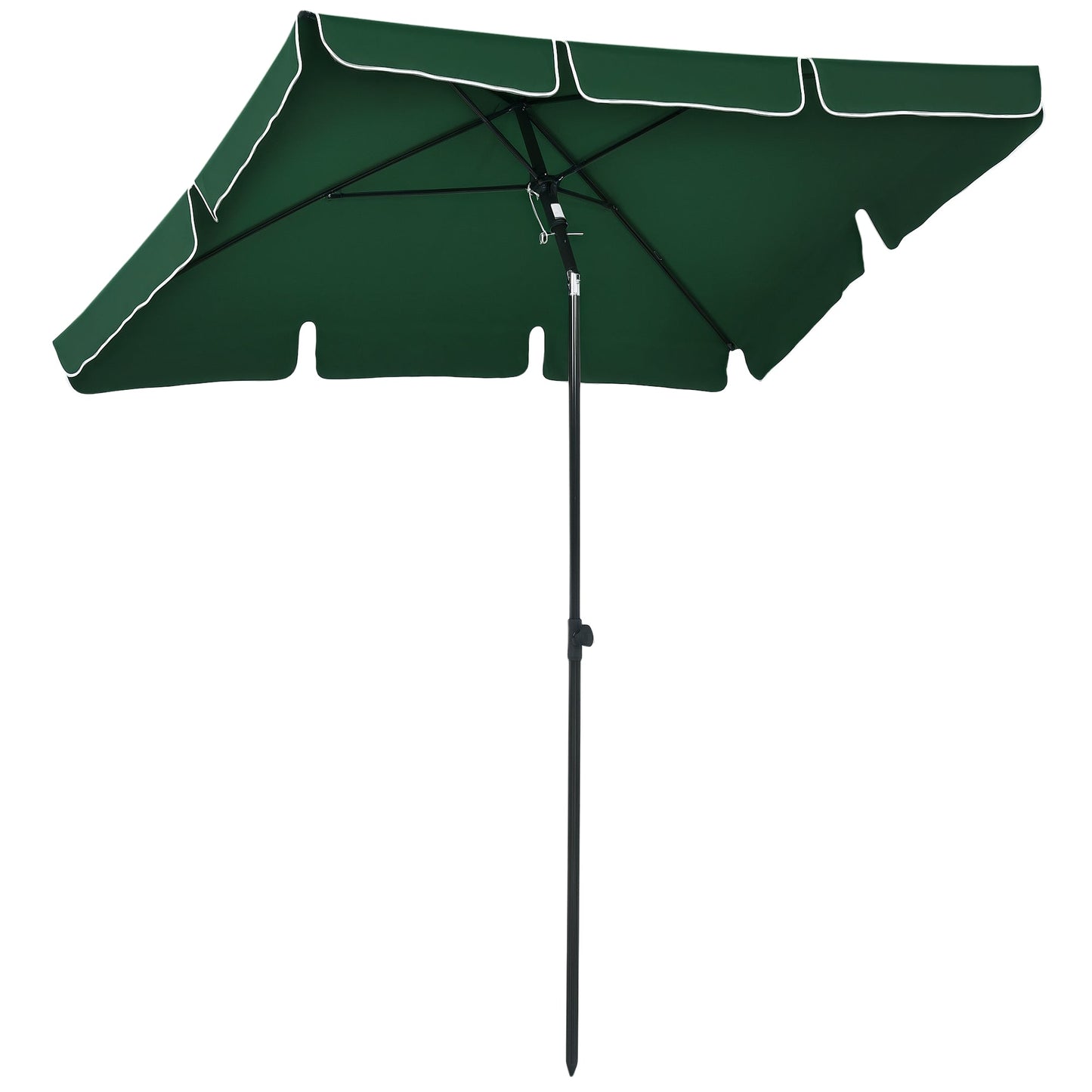 6.5x4ft Rectangle Patio Umbrella Aluminum Tilt Adjustable Garden Parasol Sun Shade Outdoor Canopy Green