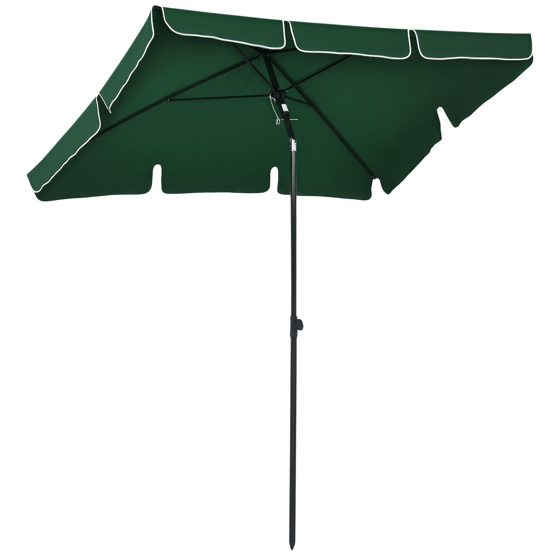 6.5x4ft Rectangle Patio Umbrella Aluminum Tilt Adjustable Garden Parasol Sun Shade Outdoor Canopy Green