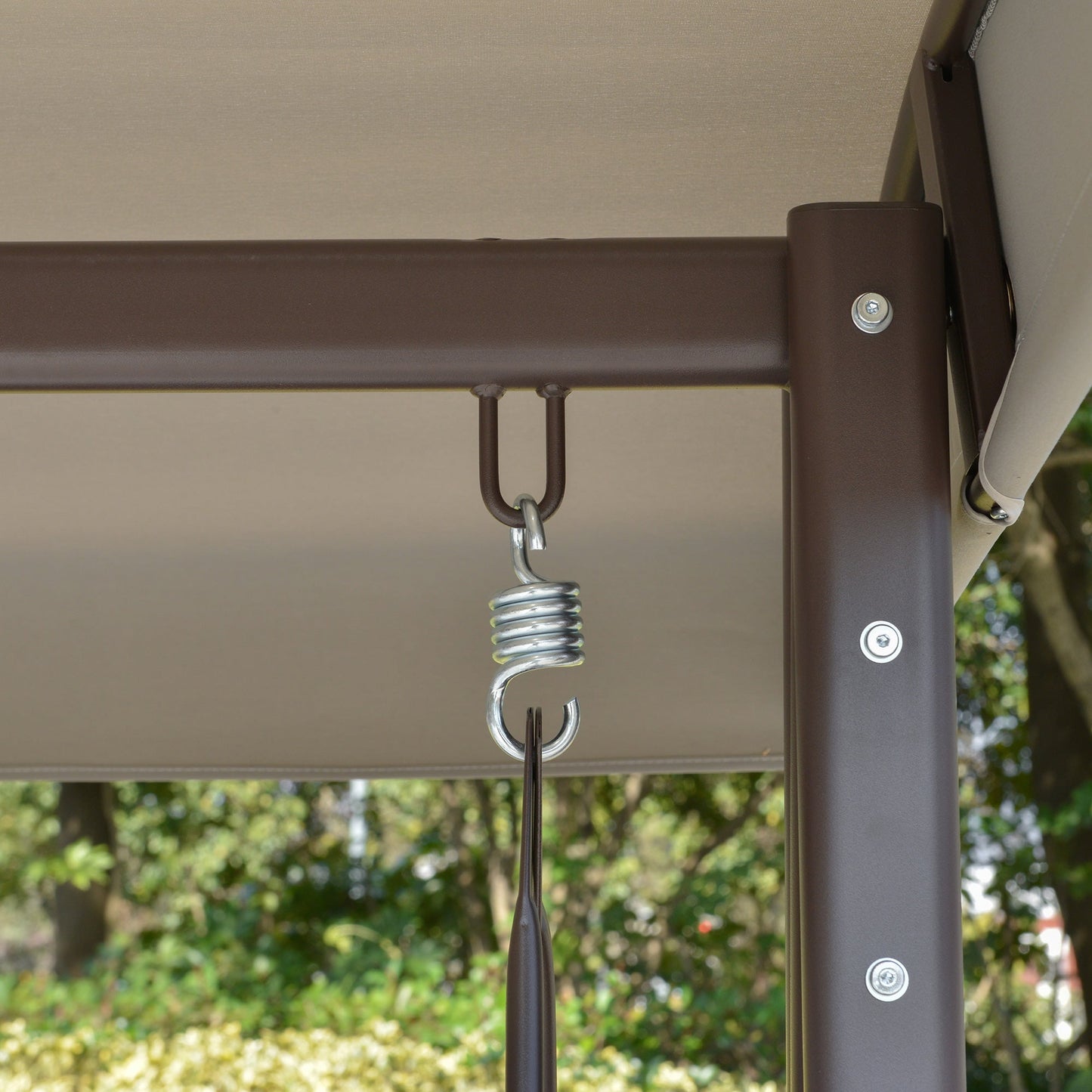 3 Seater Porch Swing Heavy Duty Outdoor Swing Chair Outdoor Lounge Hammock Cushioned Seat w/ Tilt Canopy, Light Grey