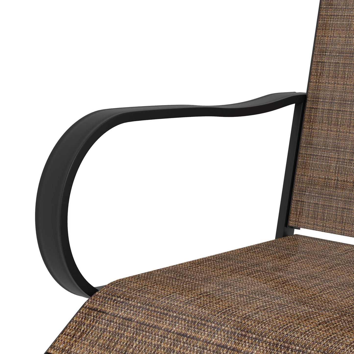 Outdoor Bar Stools Set of 2 with Armrests, 360° Swivel Bar Height Patio Chairs with Mesh Fabric, Steel Frame Dining Chairs, for Balcony, Poolside, Backyard, Brown