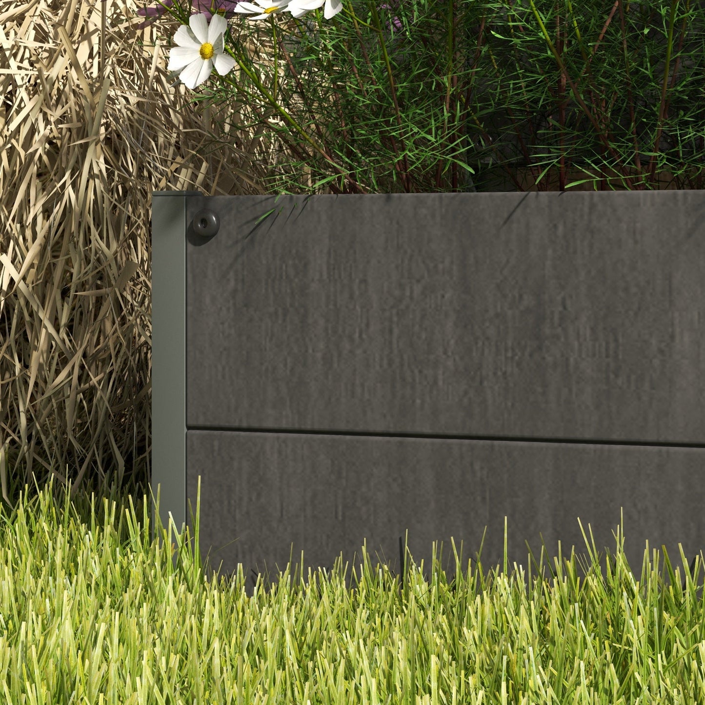 Raised Garden Bed with Trellis for Climbing Plants, 35.6" x 15" x 70.9" Planter Box with Self Draining Gap, Freestanding Trellis Planter for Outdoor, Patio, Dark Grey
