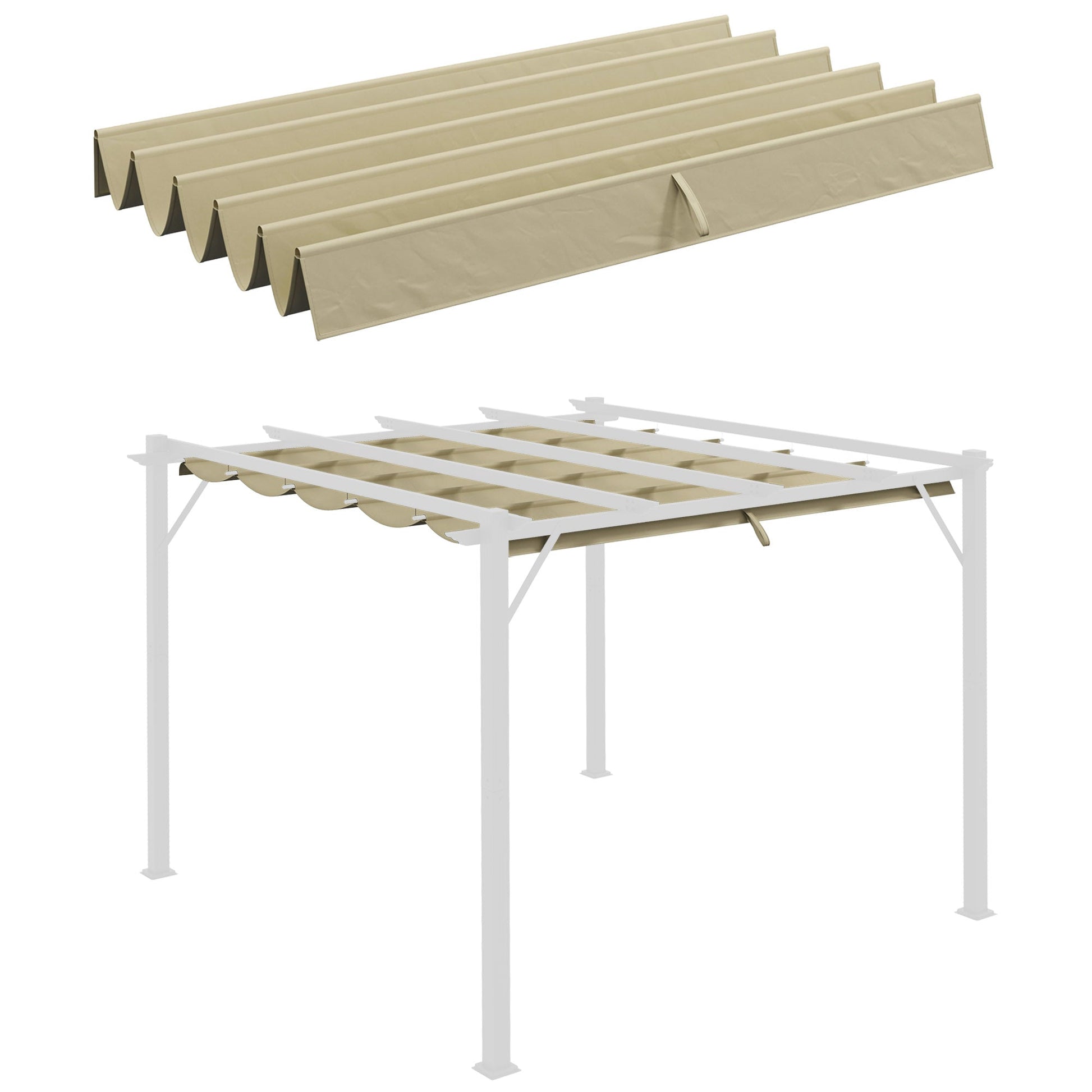 Retractable Replacement Pergola Canopy for 10' x 10' Pergola, Pergola Cover Replacement, Beige