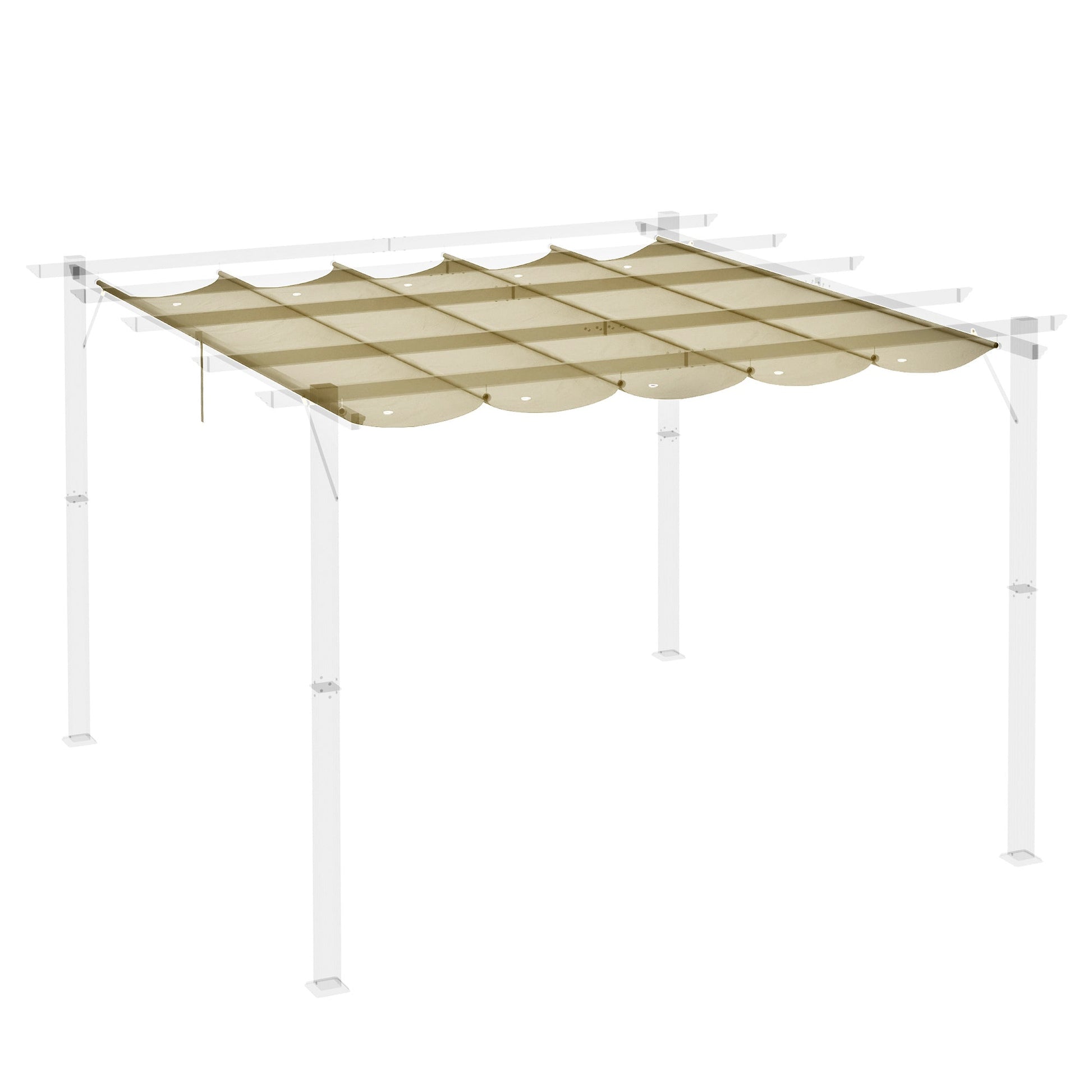 Retractable Replacement Pergola Canopy for 10' x 10' Pergola, Pergola Cover Replacement, Beige