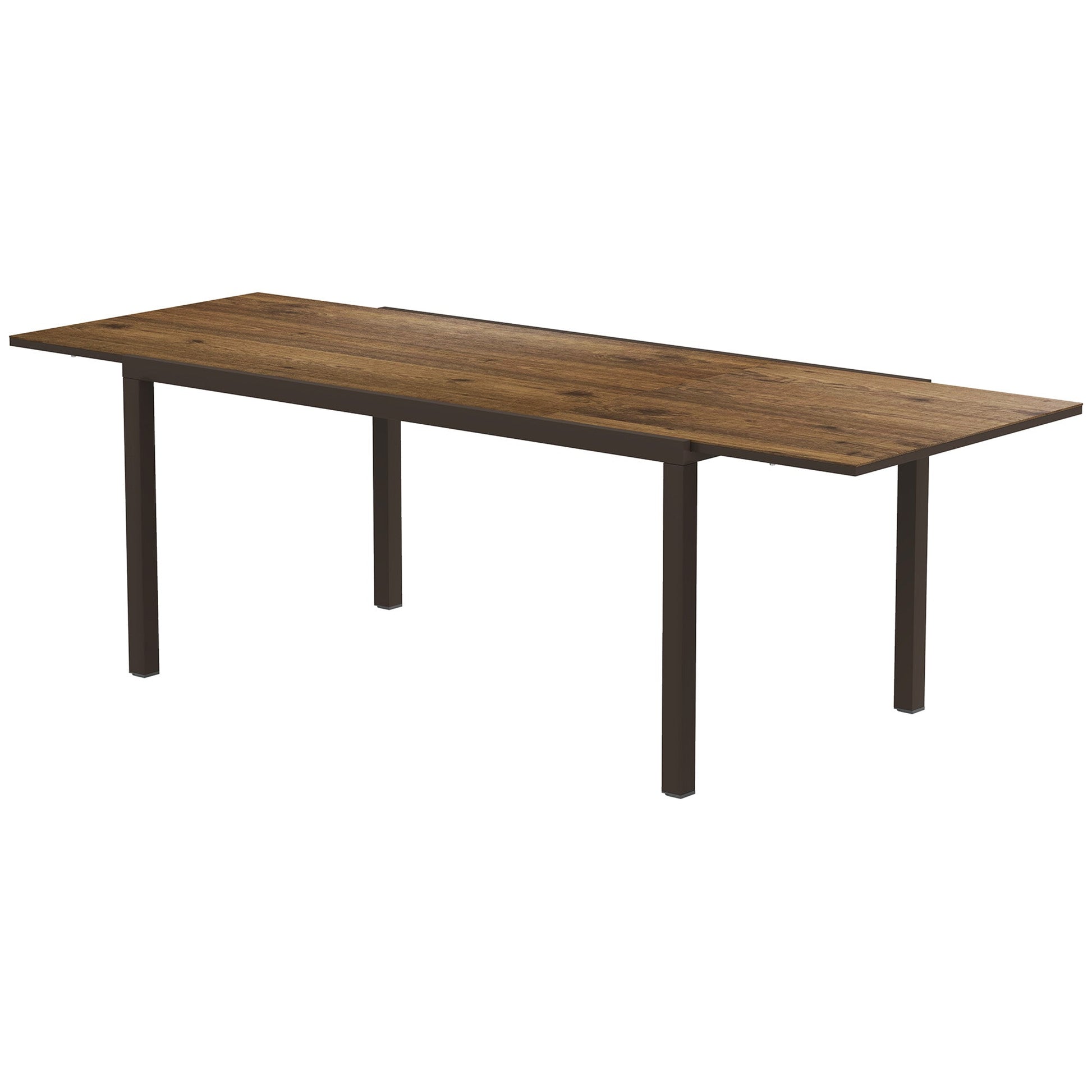 Extendable Patio Dining Table, 63"-94.5" Adjustable Outdoor Dining Table for 6-8 Person, Rectangular Table with Aluminium Edging, Steel Frame, for Porch, Deck, Garden