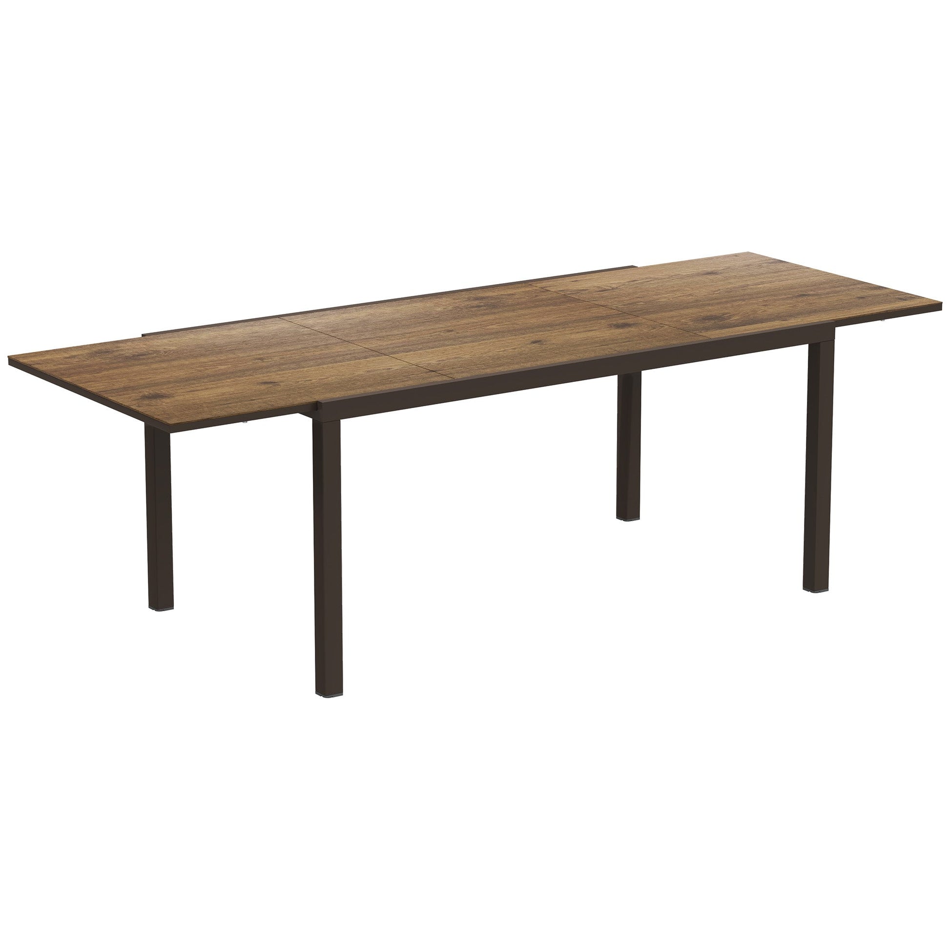 Extendable Patio Dining Table, 63"-94.5" Adjustable Outdoor Dining Table for 6-8 Person, Rectangular Table with Aluminium Edging, Steel Frame, for Porch, Deck, Garden