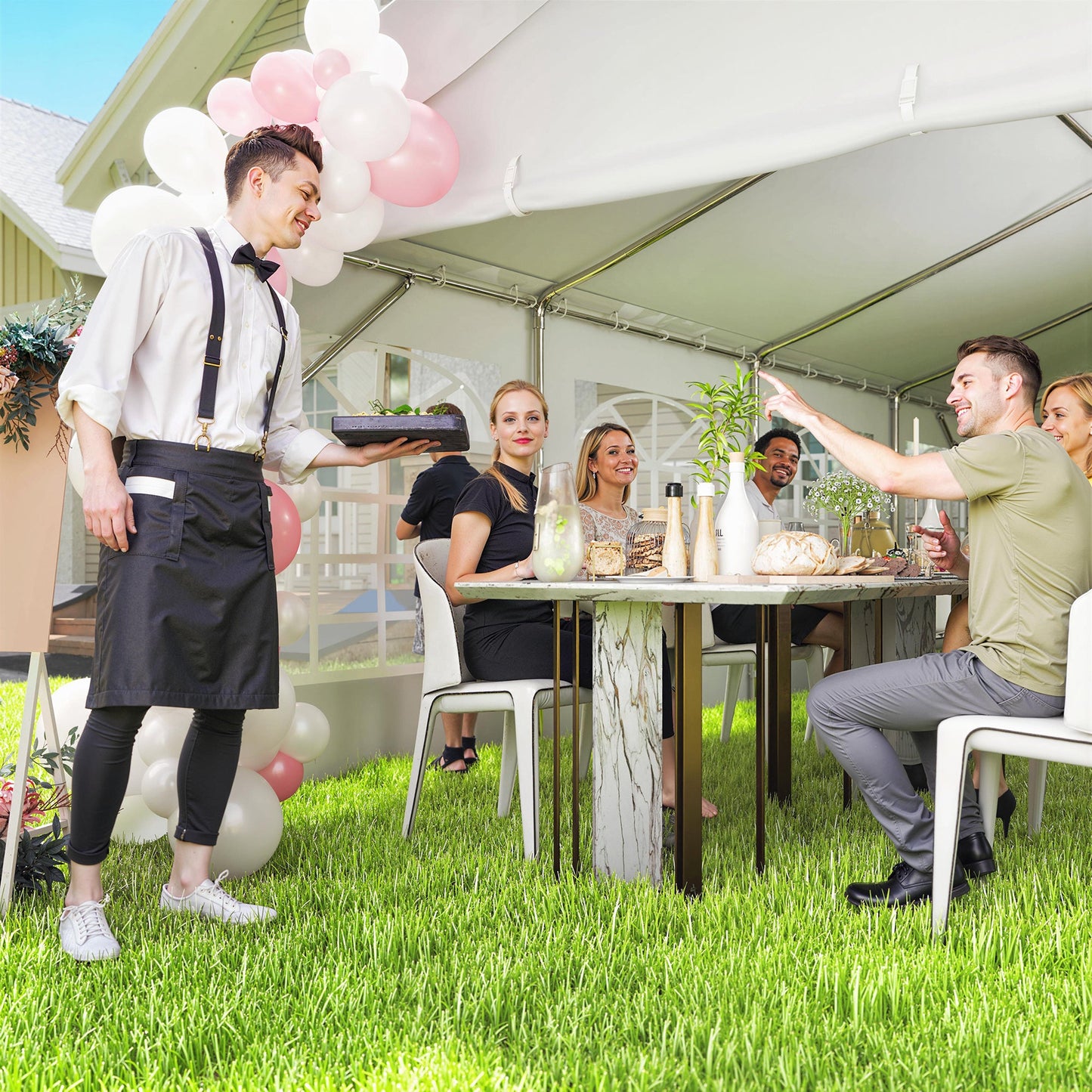 13'x26' Heavy Duty Large Party Tent & Carport with Removable Sidewalls, Windows, Portable Garage Canopy Tent, Sun Shade Shelter for Parties Wedding Outdoor Events, White