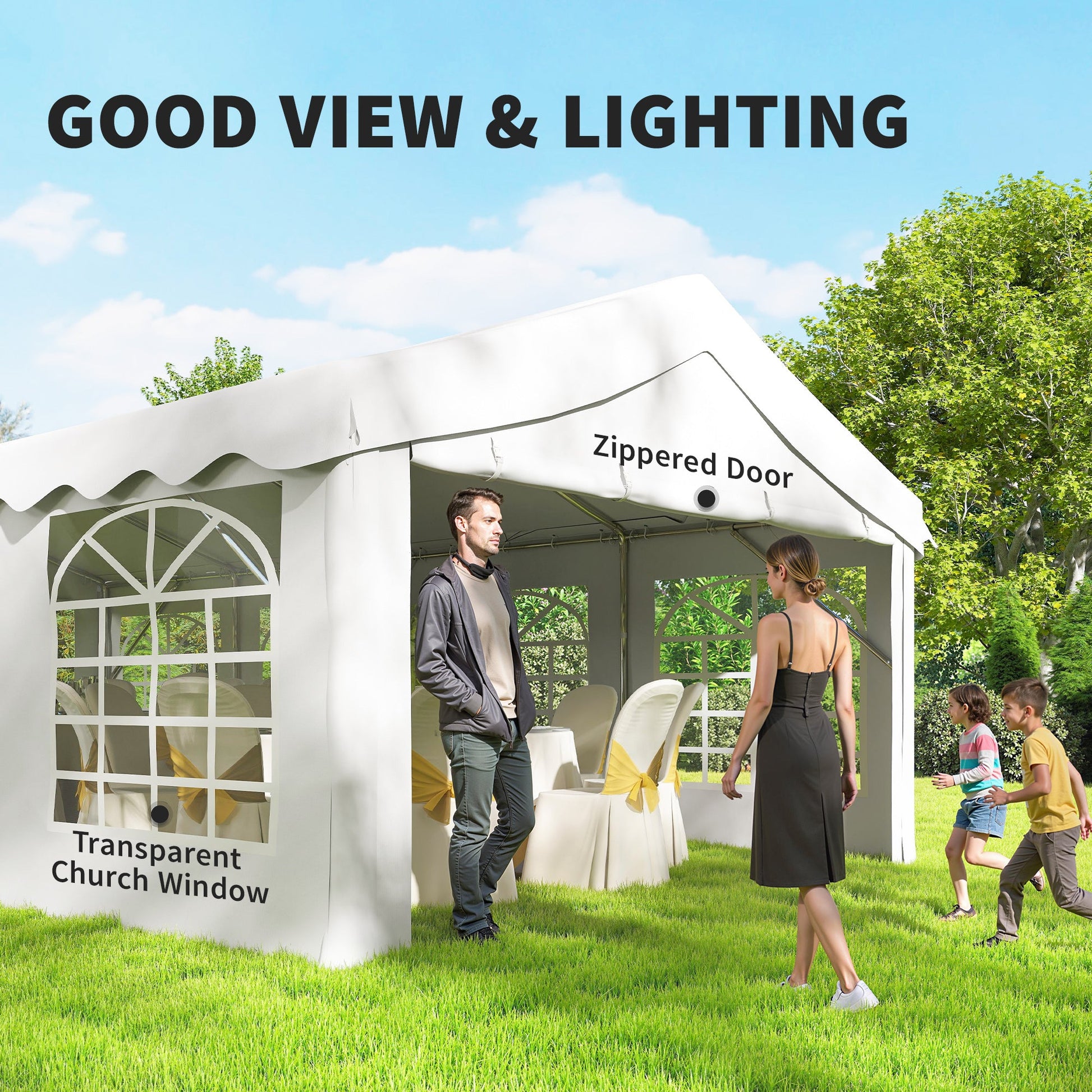 13'x26' Heavy Duty Large Party Tent & Carport with Removable Sidewalls, Windows, Portable Garage Canopy Tent, Sun Shade Shelter for Parties Wedding Outdoor Events, White