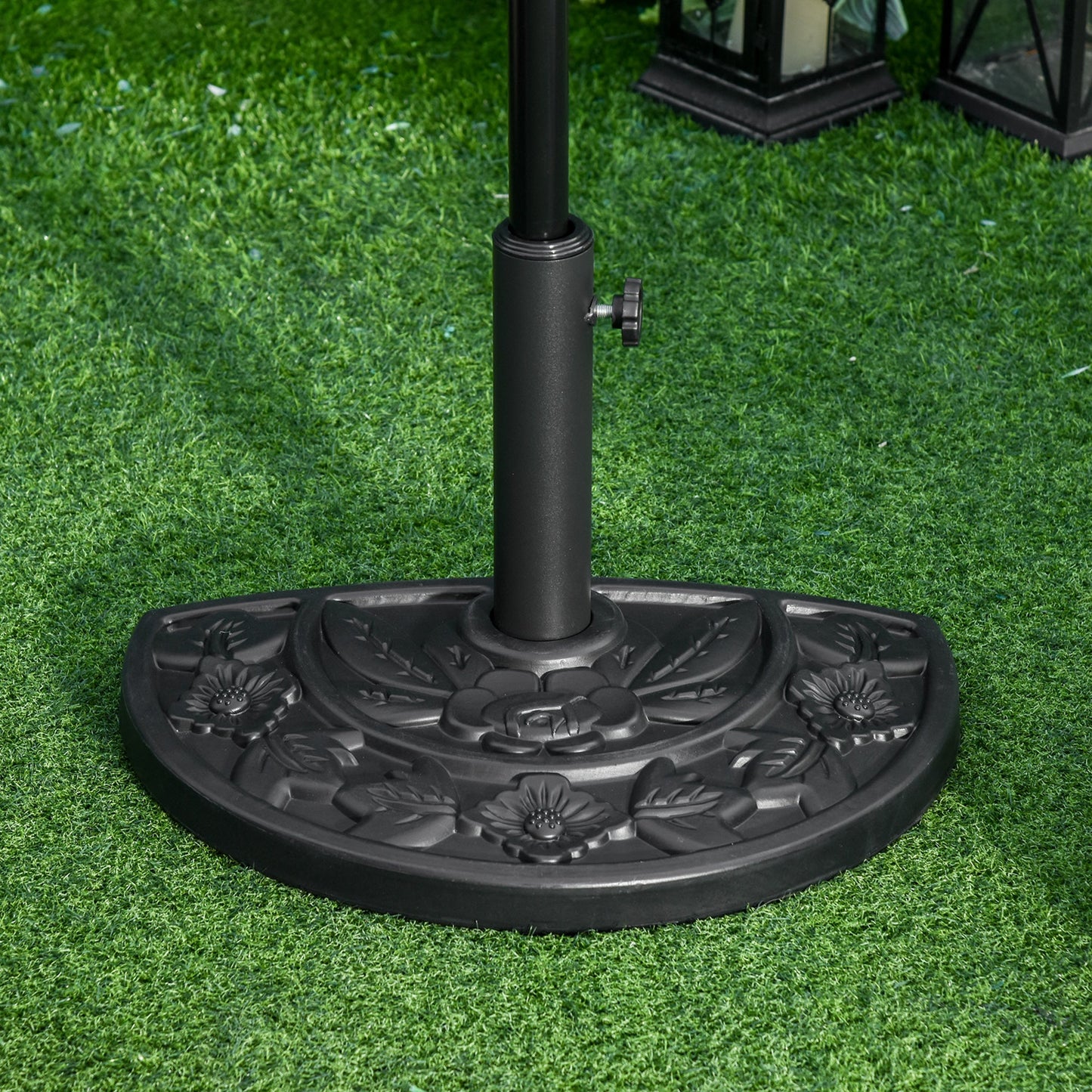 Outdoor Half Umbrella Base, 20 lb Heavy Duty Concrete Umbrella Holder, Patio Half Round Base Stand for Market Umbrella, Black
