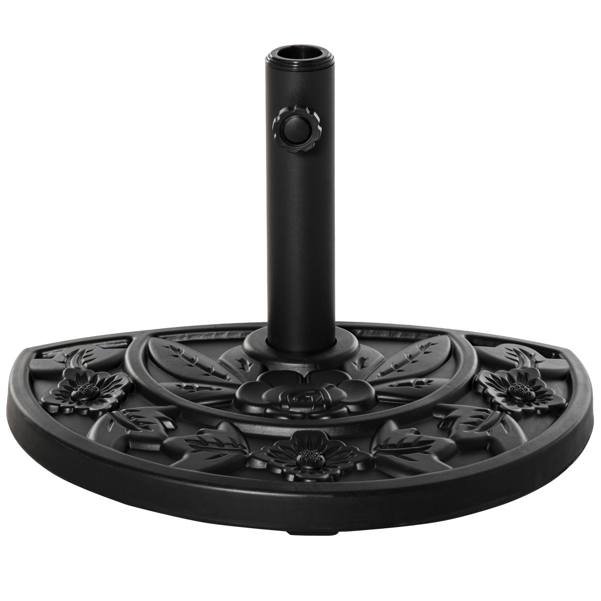 Outdoor Half Umbrella Base, 20 lb Heavy Duty Concrete Umbrella Holder, Patio Half Round Base Stand for Market Umbrella, Black