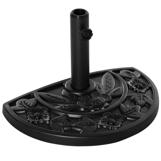 Outdoor Half Umbrella Base, 20 lb Heavy Duty Concrete Umbrella Holder, Patio Half Round Base Stand for Market Umbrella, Black