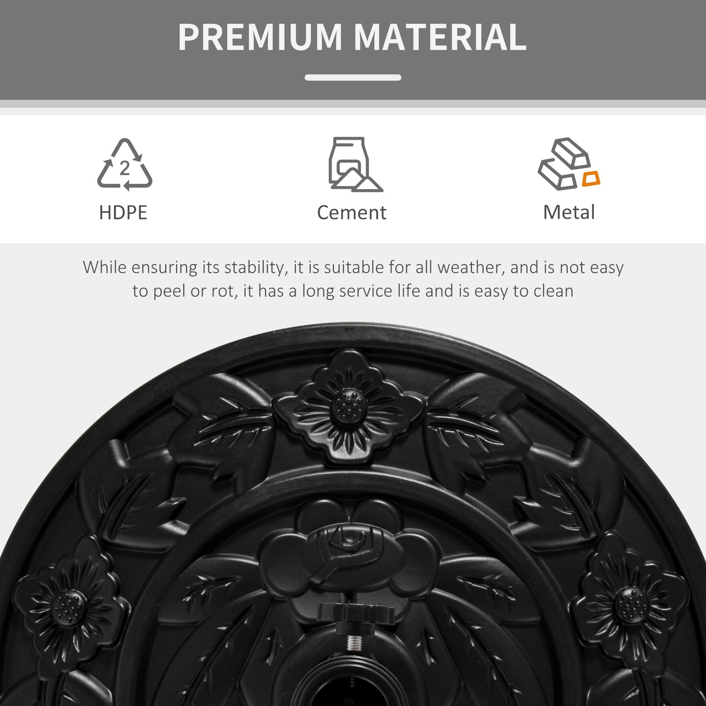 Outdoor Half Umbrella Base, 20 lb Heavy Duty Concrete Umbrella Holder, Patio Half Round Base Stand for Market Umbrella, Black