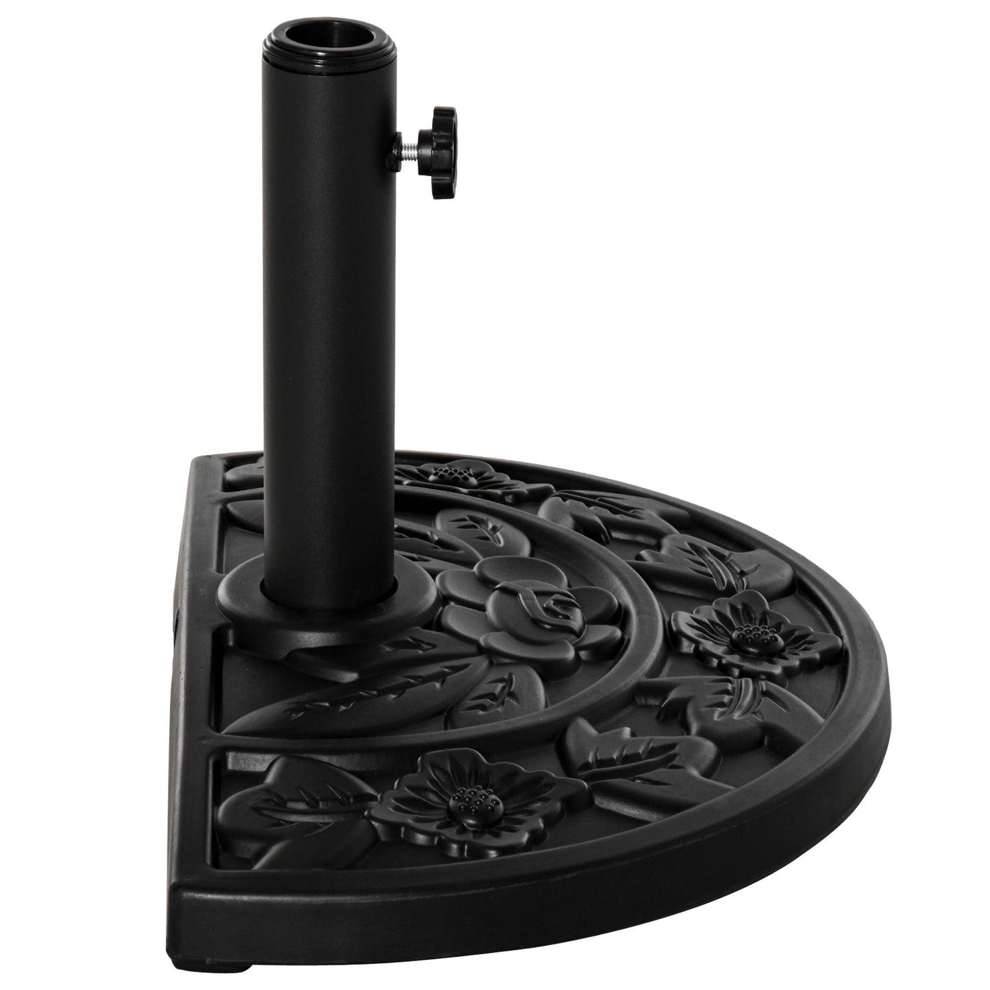 Outdoor Half Umbrella Base, 20 lb Heavy Duty Concrete Umbrella Holder, Patio Half Round Base Stand for Market Umbrella, Black