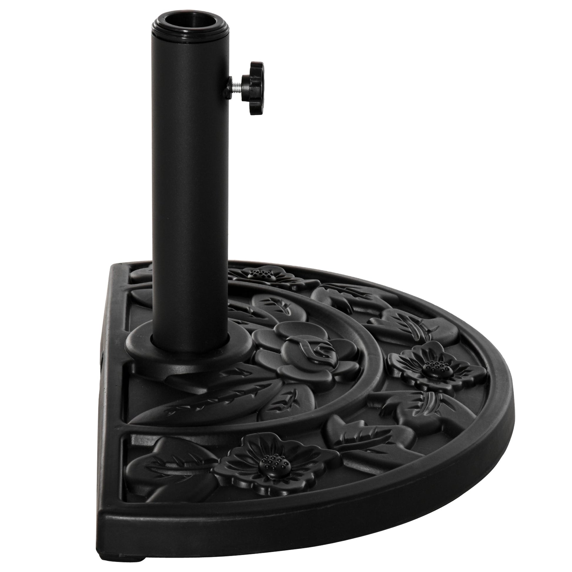 Outdoor Half Umbrella Base, 20 lb Heavy Duty Concrete Umbrella Holder, Patio Half Round Base Stand for Market Umbrella, Black