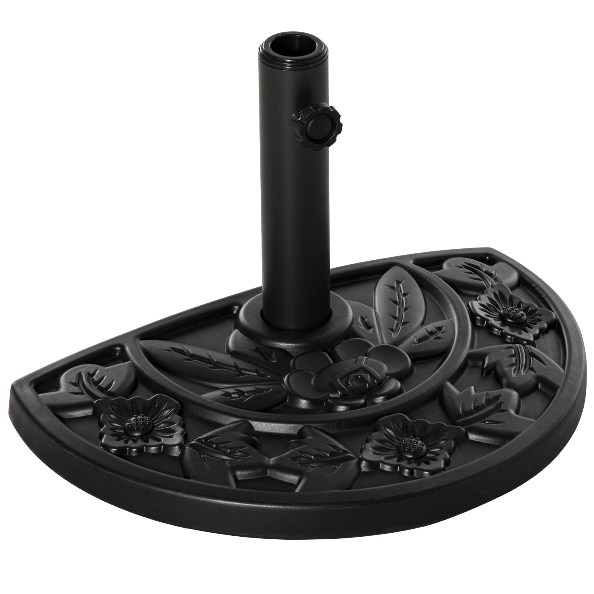 Outdoor Half Umbrella Base, 20 lb Heavy Duty Concrete Umbrella Holder, Patio Half Round Base Stand for Market Umbrella, Black