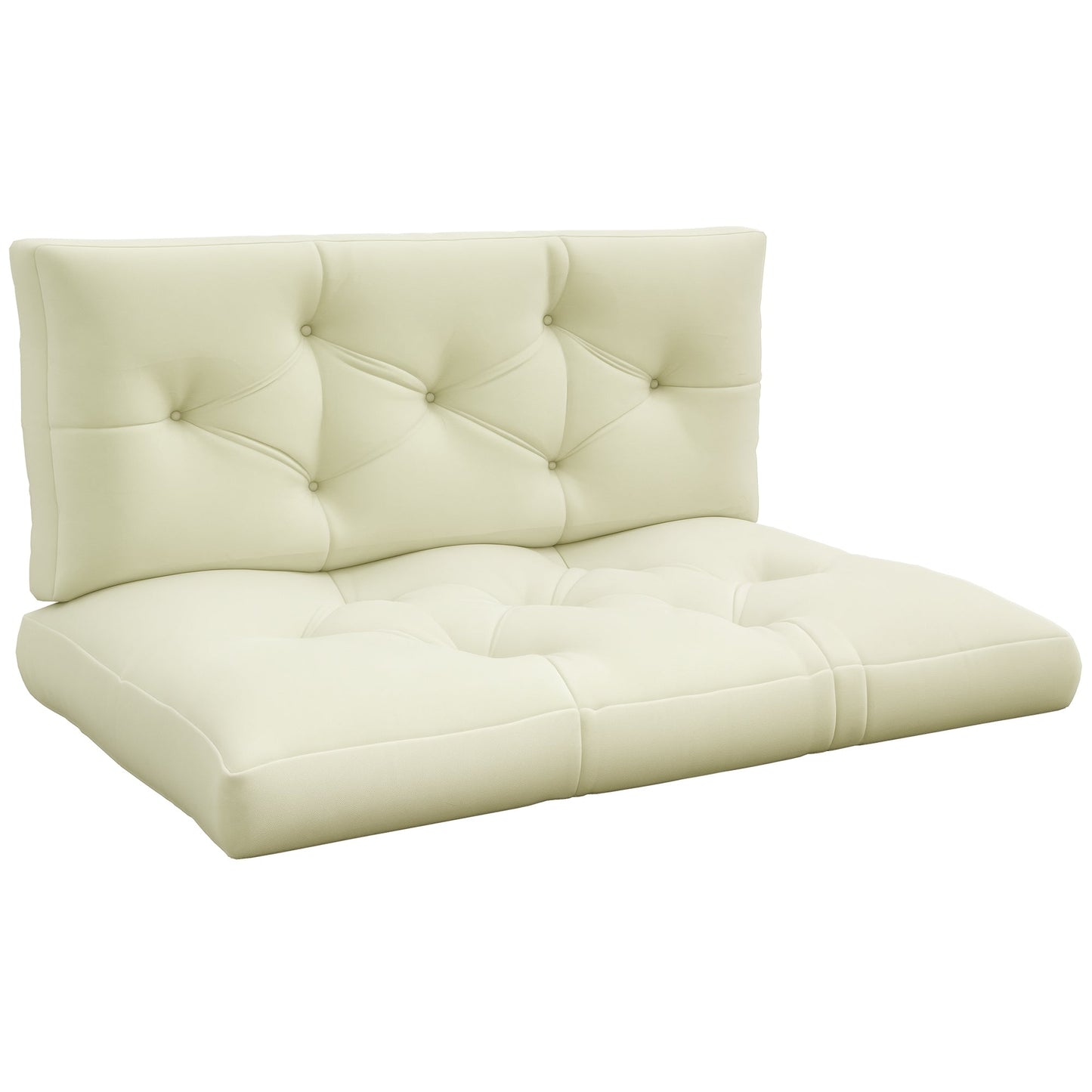 2 Seater 5" Thick Outdoor Seat Cushions with Back Cushion for Pallet, Loveseat Outdoor Furniture Cushions, Fade-Resistant Replacement Patio Cushions, Cream White