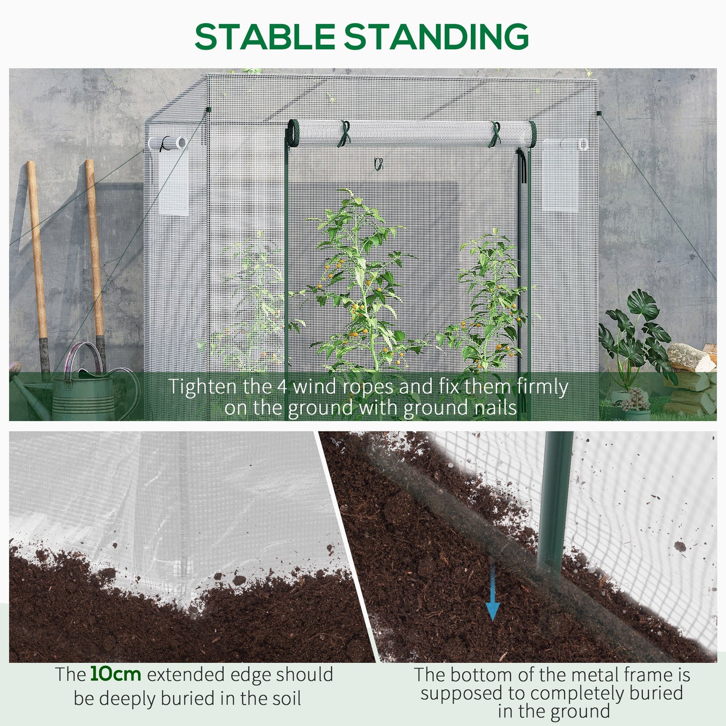 6.6' x 2.5' x 5.5' Walk-in Greenhouse Patio Hot House Plants Flowers Herbs Tomato Grow with Steel Frame Door Window Garden Balcony Patio White
