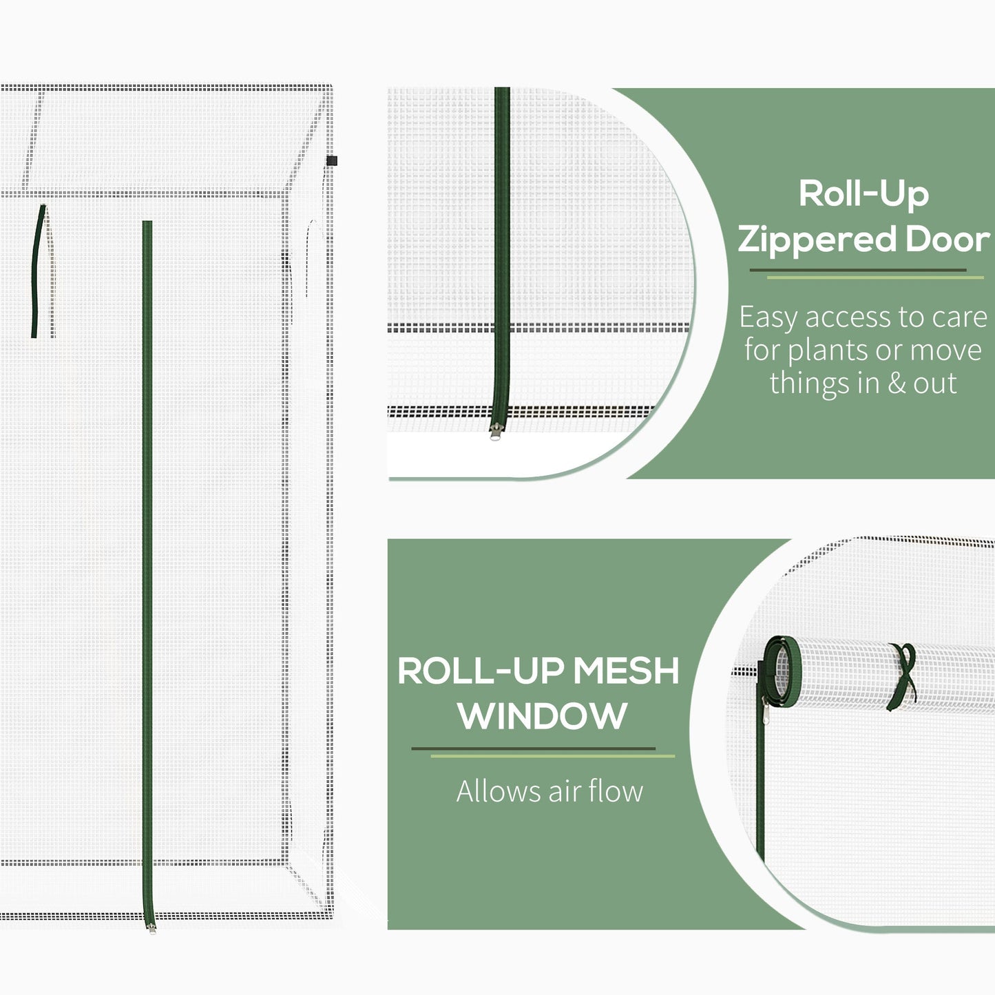 6.6' x 2.5' x 5.5' Walk-in Greenhouse Patio Hot House Plants Flowers Herbs Tomato Grow with Steel Frame Door Window Garden Balcony Patio White