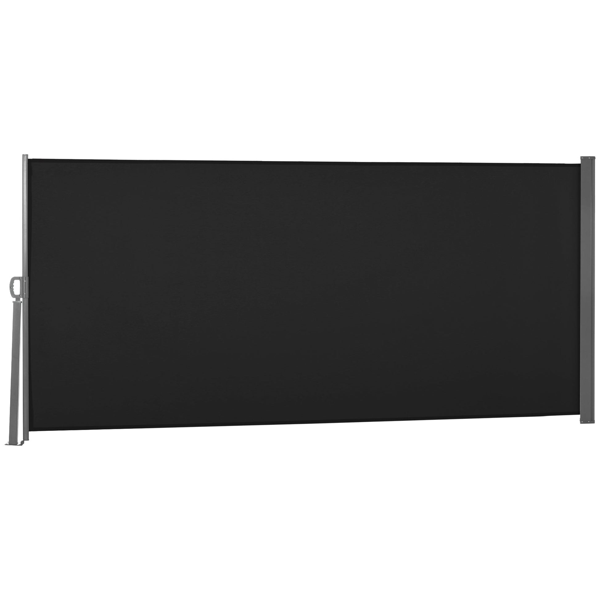 118" x 63" Retractable Side Awning Patio Outdoor Folding Privacy Screen with Resistance to UV Rays & Wind, Black
