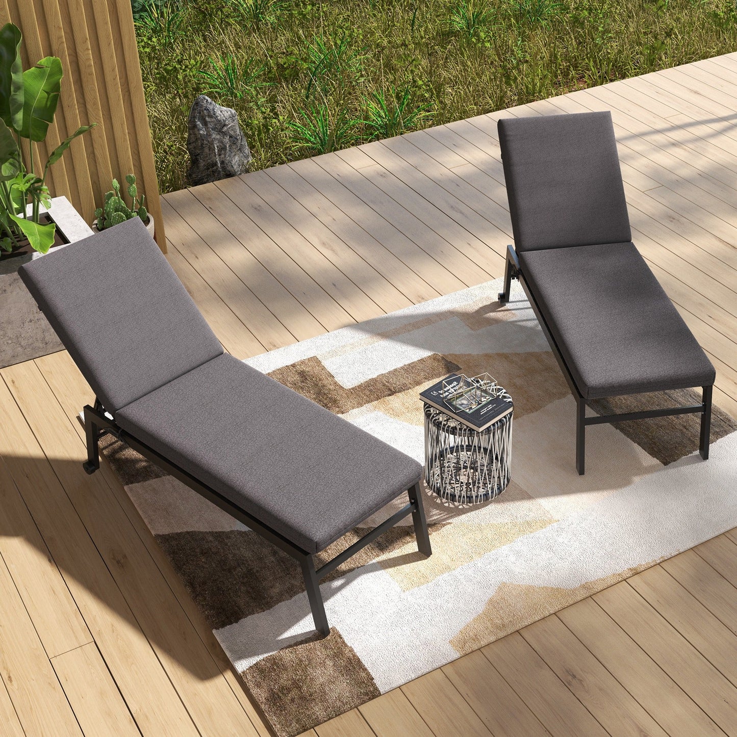 2-Piece Patio Chair Cushions Pillows, Seat Replacement Patio Cushions Set with Ties for Indoor Outdoor Garden Furniture, Grey