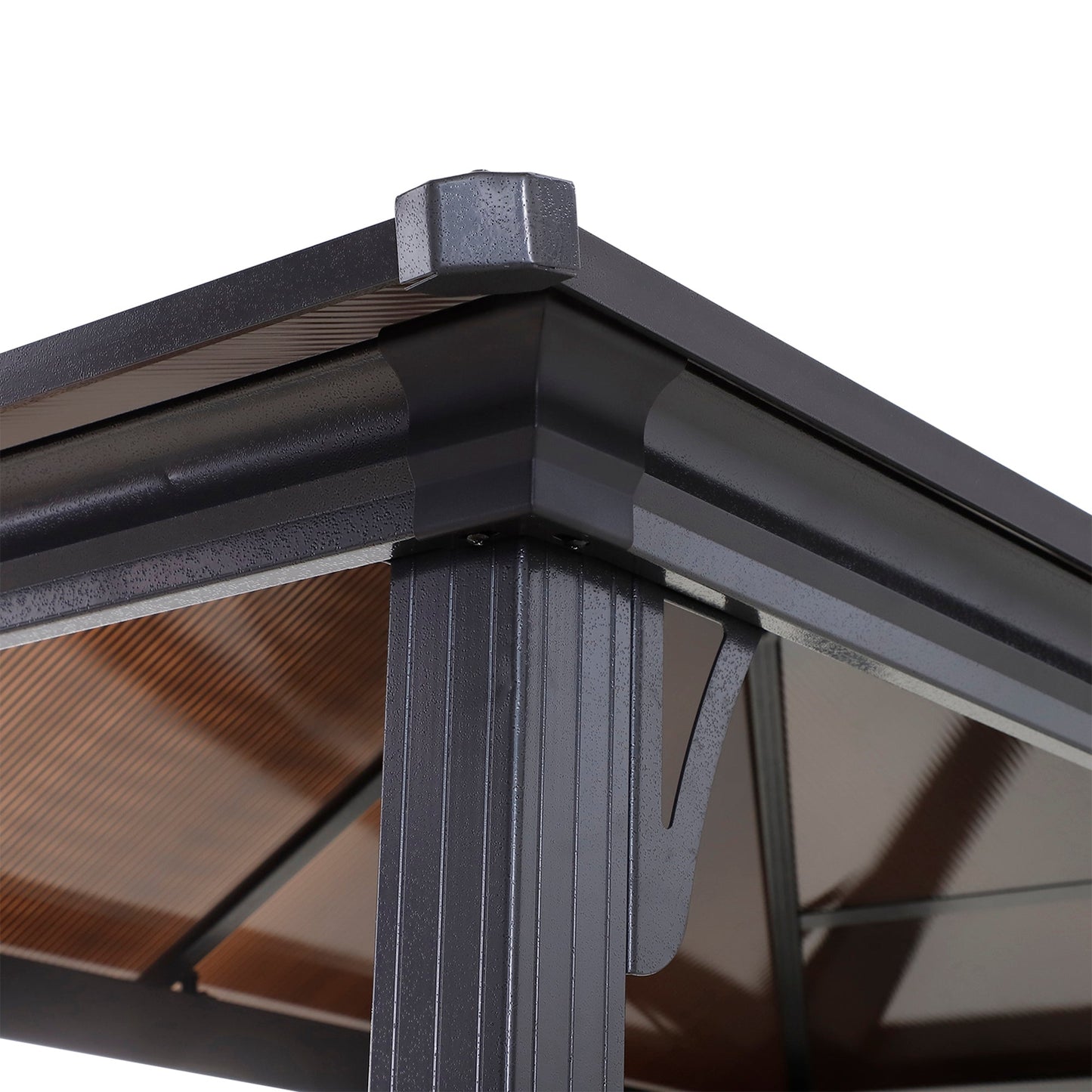 9' x 5' Grill Gazebo, Hardtop BBQ Gazebo Canopy with 2-Tier Polycarbonate Roof, Shelves Serving Tables and Hooks, for Backyard Patio Lawn, Black and Coffee