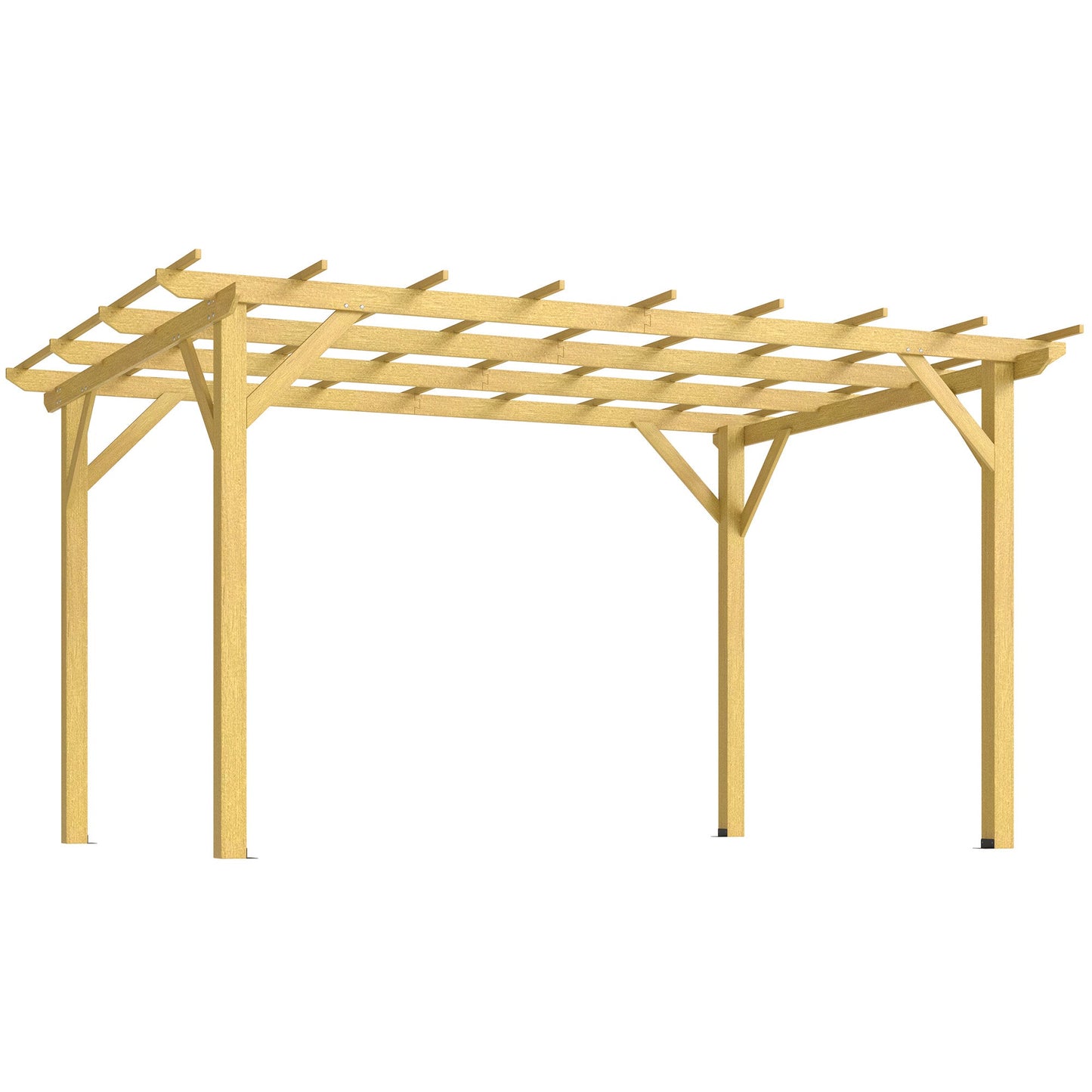 10' x 13' Outdoor Pergola, Wood Gazebo Grape Trellis with Stable Structure and Concrete Anchors for Climbing Plant Support, Garden, Patio, Backyard, Deck, Nature Wood