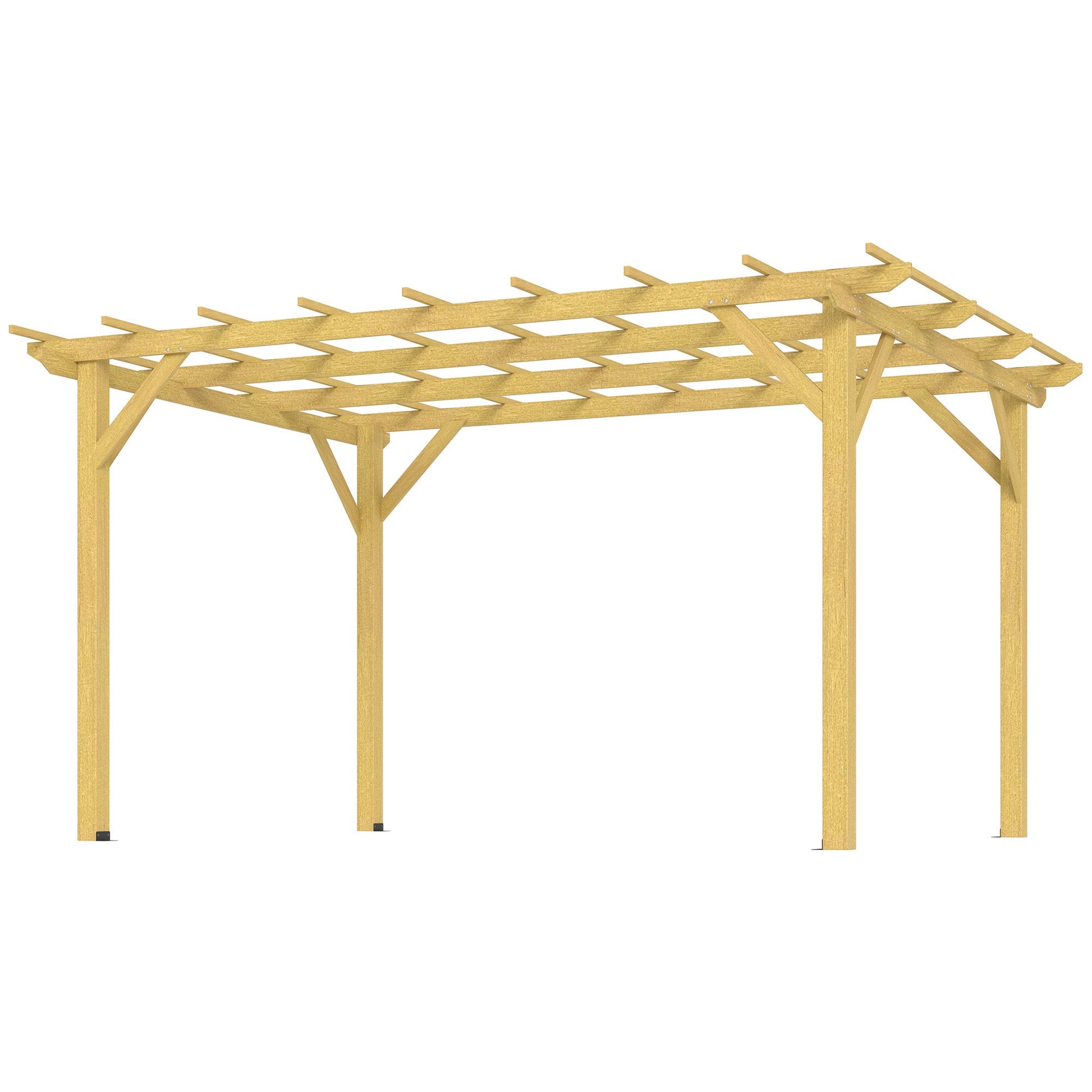 10' x 13' Outdoor Pergola, Wood Gazebo Grape Trellis with Stable Structure and Concrete Anchors for Climbing Plant Support, Garden, Patio, Backyard, Deck, Nature Wood