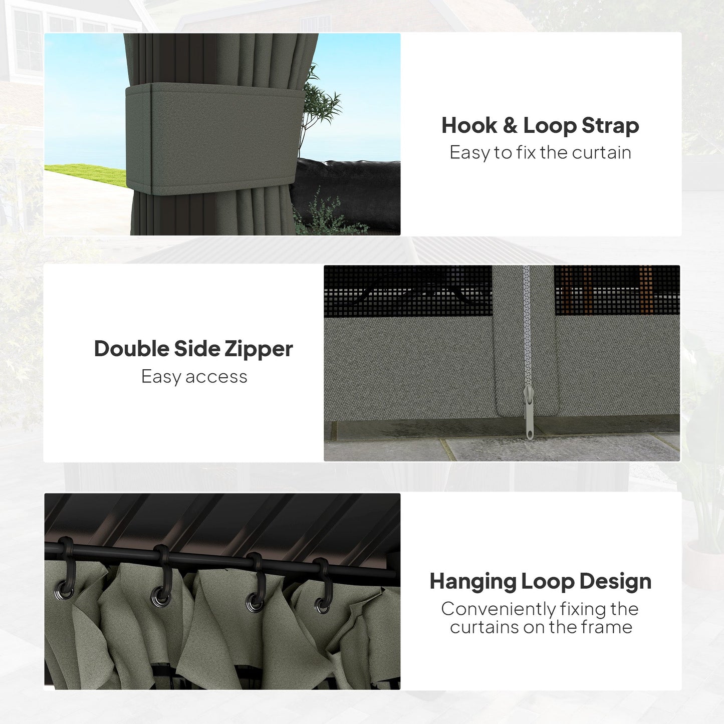 10' x 12' Hardtop Gazebo Canopy with Galvanized Steel Roof, Aluminum Frame, Permanent Pavilion Outdoor Gazebo with Netting, Curtains, Top Hook, Dark Grey